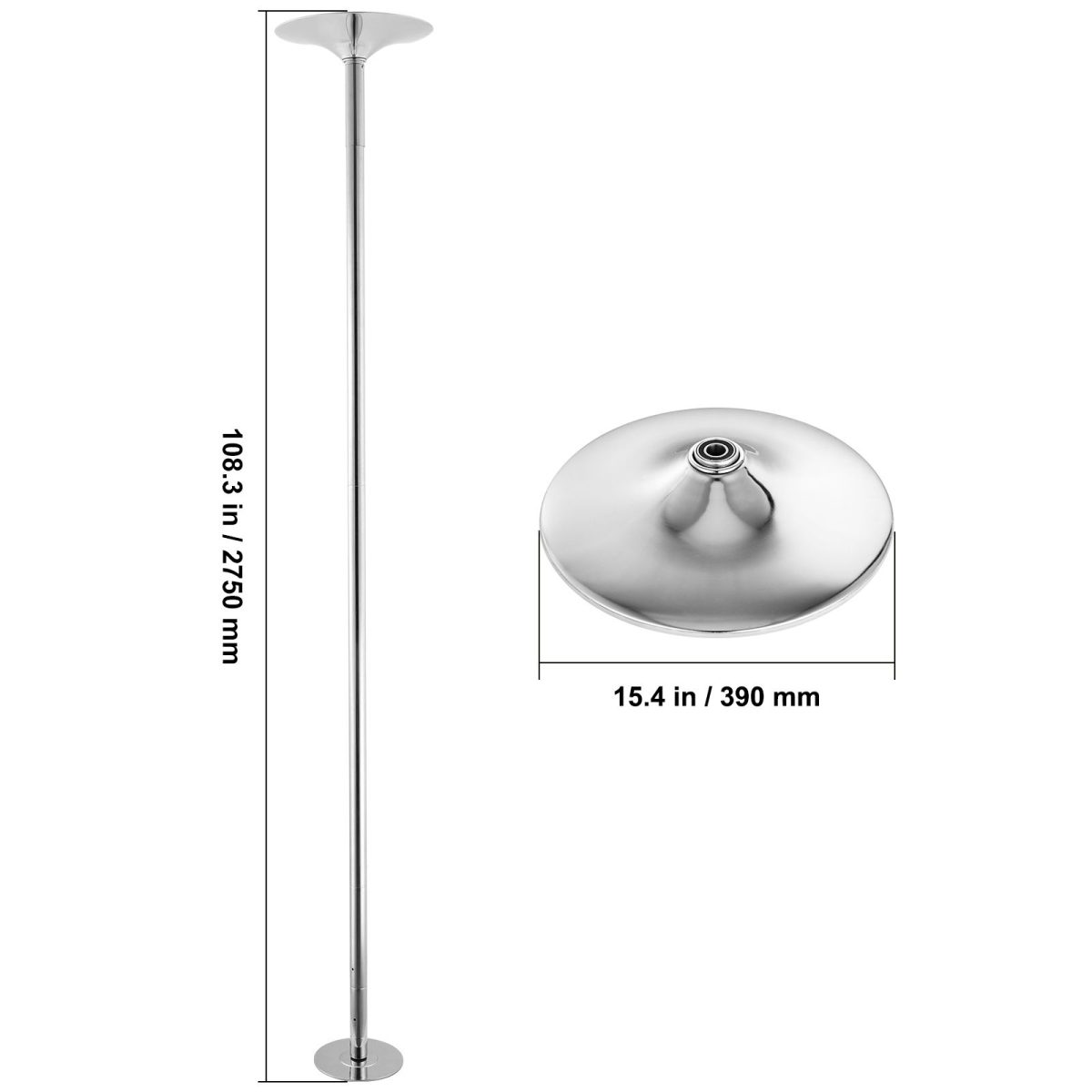 Professional Dancing Pole, Spinning Static Dancing Pole Kit, Portable Removable Pole, 45mm Heavy-Duty Stainless Steel Pole, Height Adjustable Fitness Pole, for Exercise Home Club Gym, Silver - Image 6