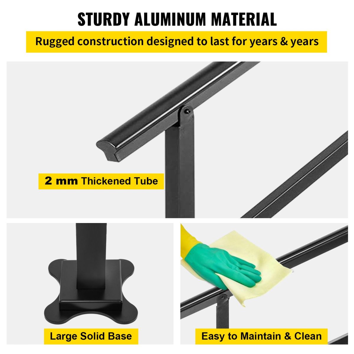 Outdoor Handrail 165LBS Load Handrail Outdoor Stairs Aluminum Stair Handrail 36 x 35" Outdoor Stair Railing Transitional Range from 0 to 30° Staircase Handrail Fits 2-3 Steps with Screw Kit - Image 3