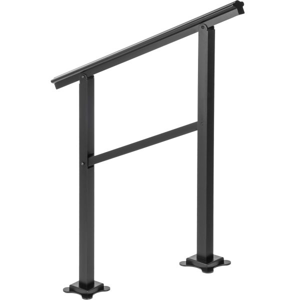 Outdoor Handrail 165LBS Load Handrail Outdoor Stairs Aluminum Stair Handrail 36 x 35" Outdoor Stair Railing Transitional Range from 0 to 30° Staircase Handrail Fits 2-3 Steps with Screw Kit