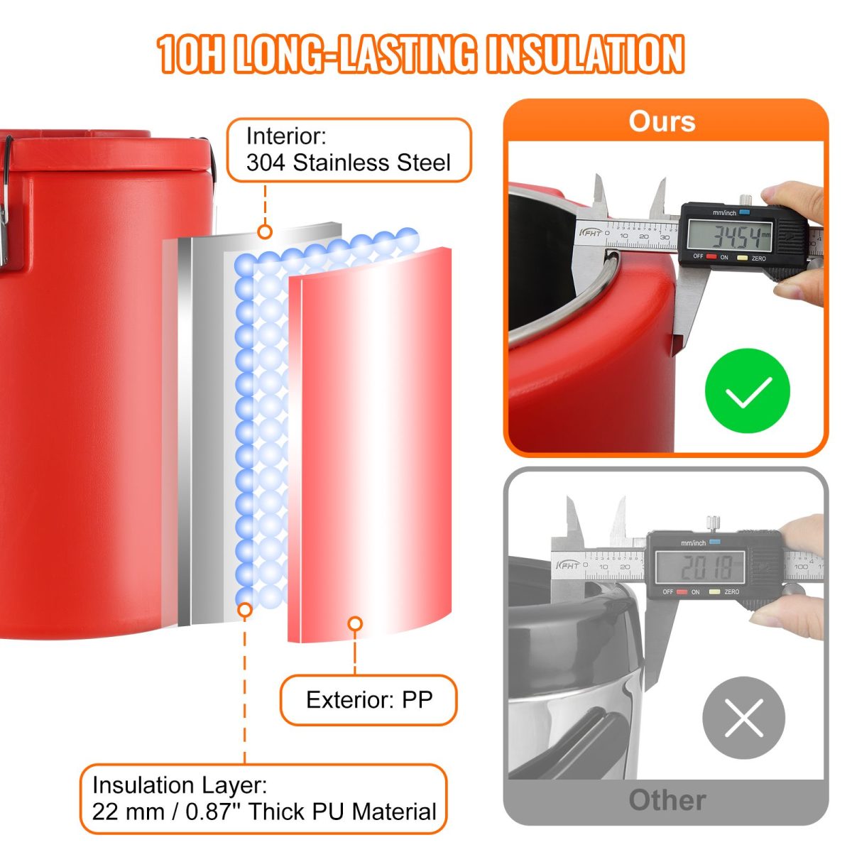 Stainless Steel Insulated Beverage Dispenser, 4.5 Gallon 17.2 Liter, Thermal Hot and Cold Drink Server Dispenser with Spigot Handle, Food-grade for Hot Tea Coffee Water Restaurant Drink Shop - Image 3