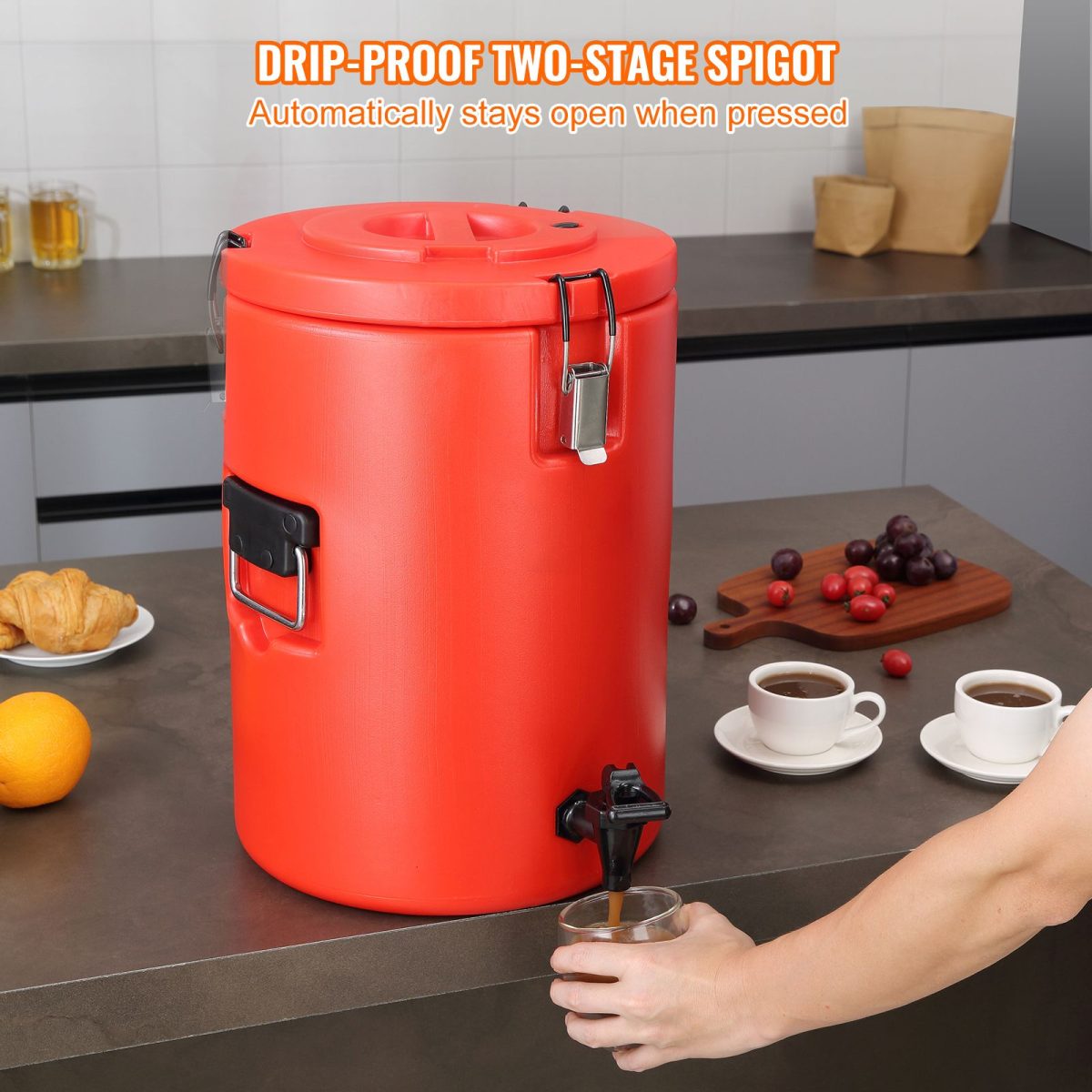 Stainless Steel Insulated Beverage Dispenser, 4.5 Gallon 17.2 Liter, Thermal Hot and Cold Drink Server Dispenser with Spigot Handle, Food-grade for Hot Tea Coffee Water Restaurant Drink Shop - Image 5