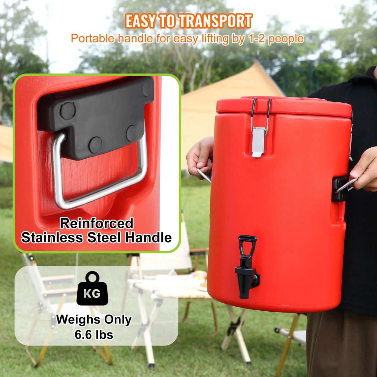 Stainless Steel Insulated Beverage Dispenser, 4.5 Gallon 17.2 Liter, Thermal Hot and Cold Drink Server Dispenser with Spigot Handle, Food-grade for Hot Tea Coffee Water Restaurant Drink Shop - Image 6