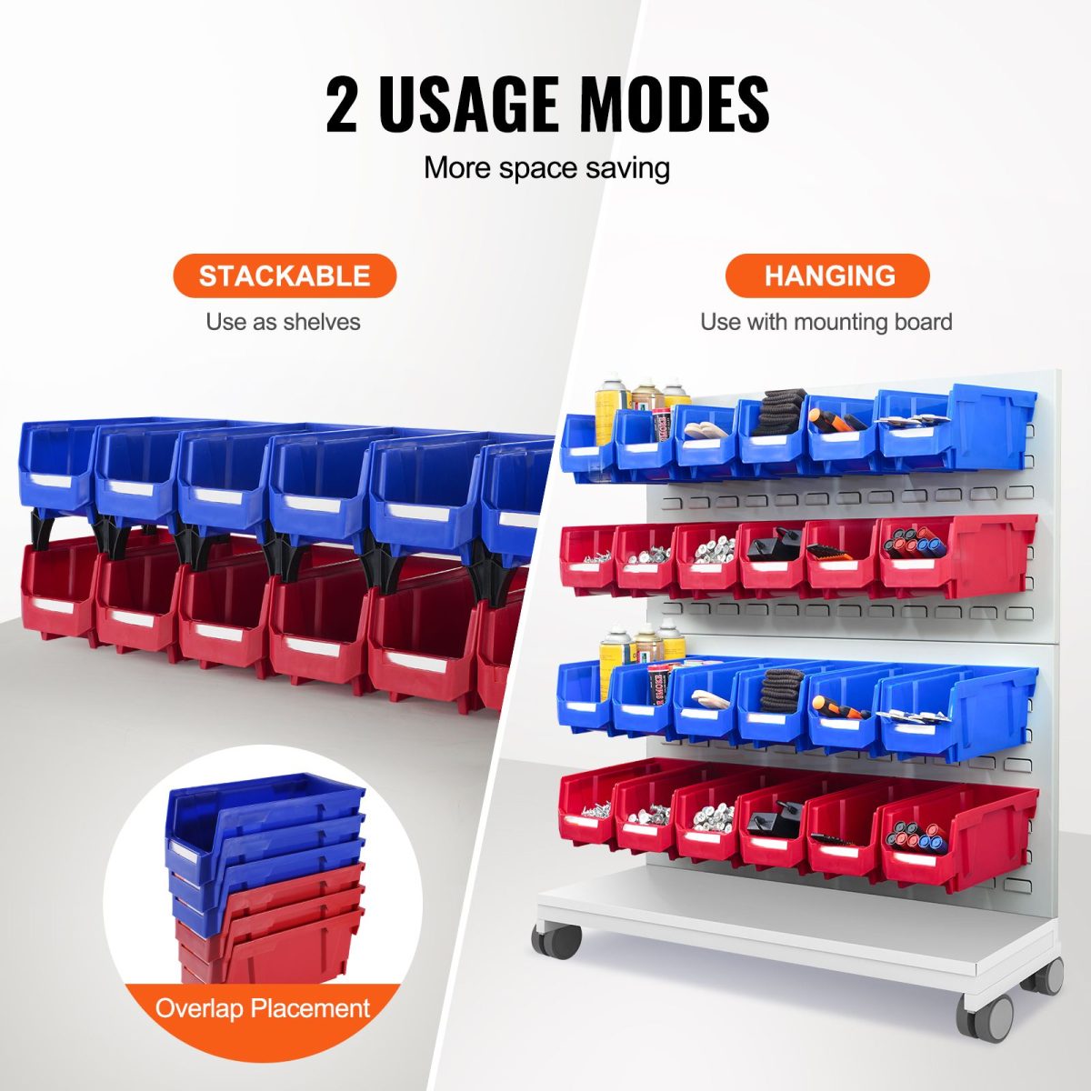 Plastic Storage Bin, (11-Inch x 5-Inch x 5-Inch), Hanging Stackable Storage Organizer Bin, Blue/Red, 12-Pack, Heavy Duty Stacking Containers for Closet, Kitchen, Office, or Pantry Organization - Image 5