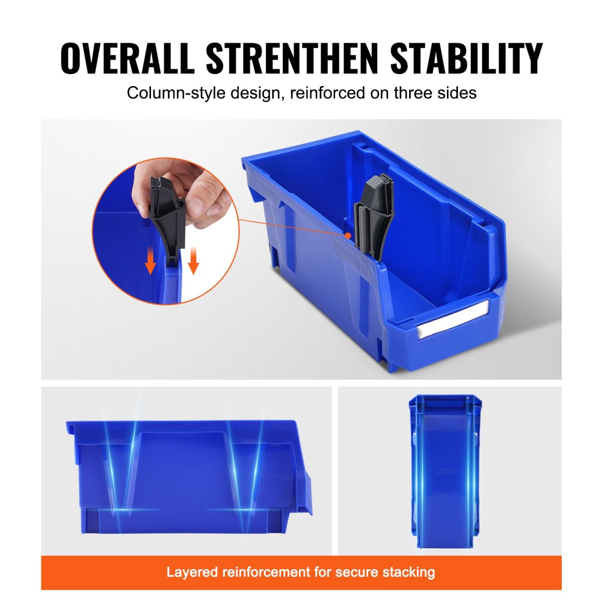 Plastic Storage Bin, (11-Inch x 5-Inch x 5-Inch), Hanging Stackable Storage Organizer Bin, Blue/Red, 12-Pack, Heavy Duty Stacking Containers for Closet, Kitchen, Office, or Pantry Organization - Image 6