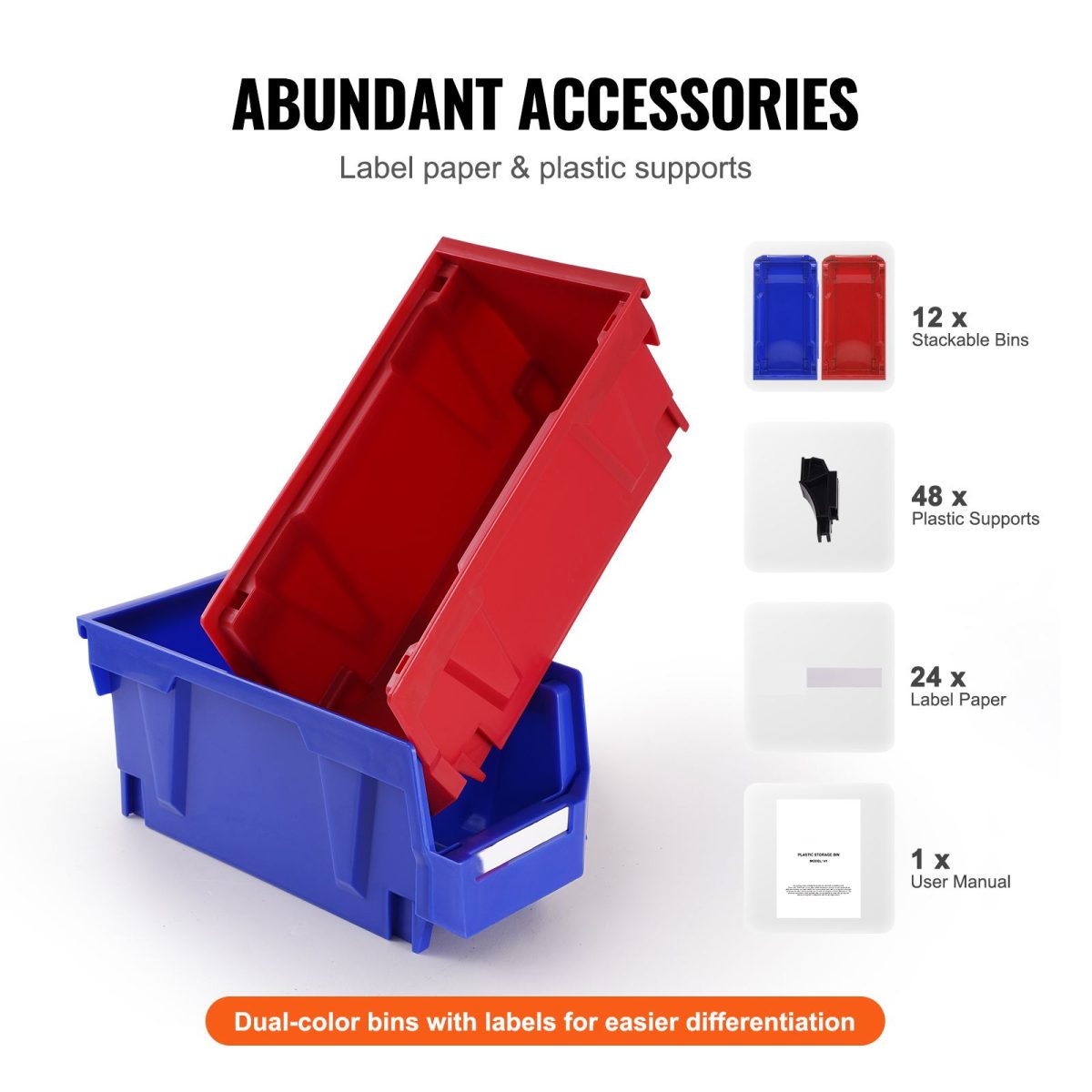 Plastic Storage Bin, (11-Inch x 5-Inch x 5-Inch), Hanging Stackable Storage Organizer Bin, Blue/Red, 12-Pack, Heavy Duty Stacking Containers for Closet, Kitchen, Office, or Pantry Organization - Image 7