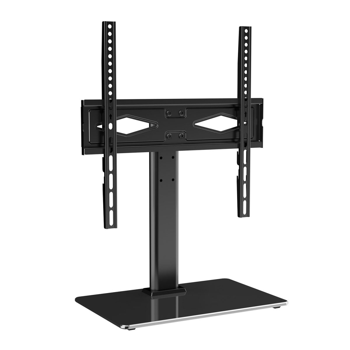 TV Stand Mount, Swivel Universal TV Stand for 32 to 55 inch TVs, Height Adjustable Portable Floor TV Stand with Tempered Glass Base for Bedroom, Living Room - Image 7
