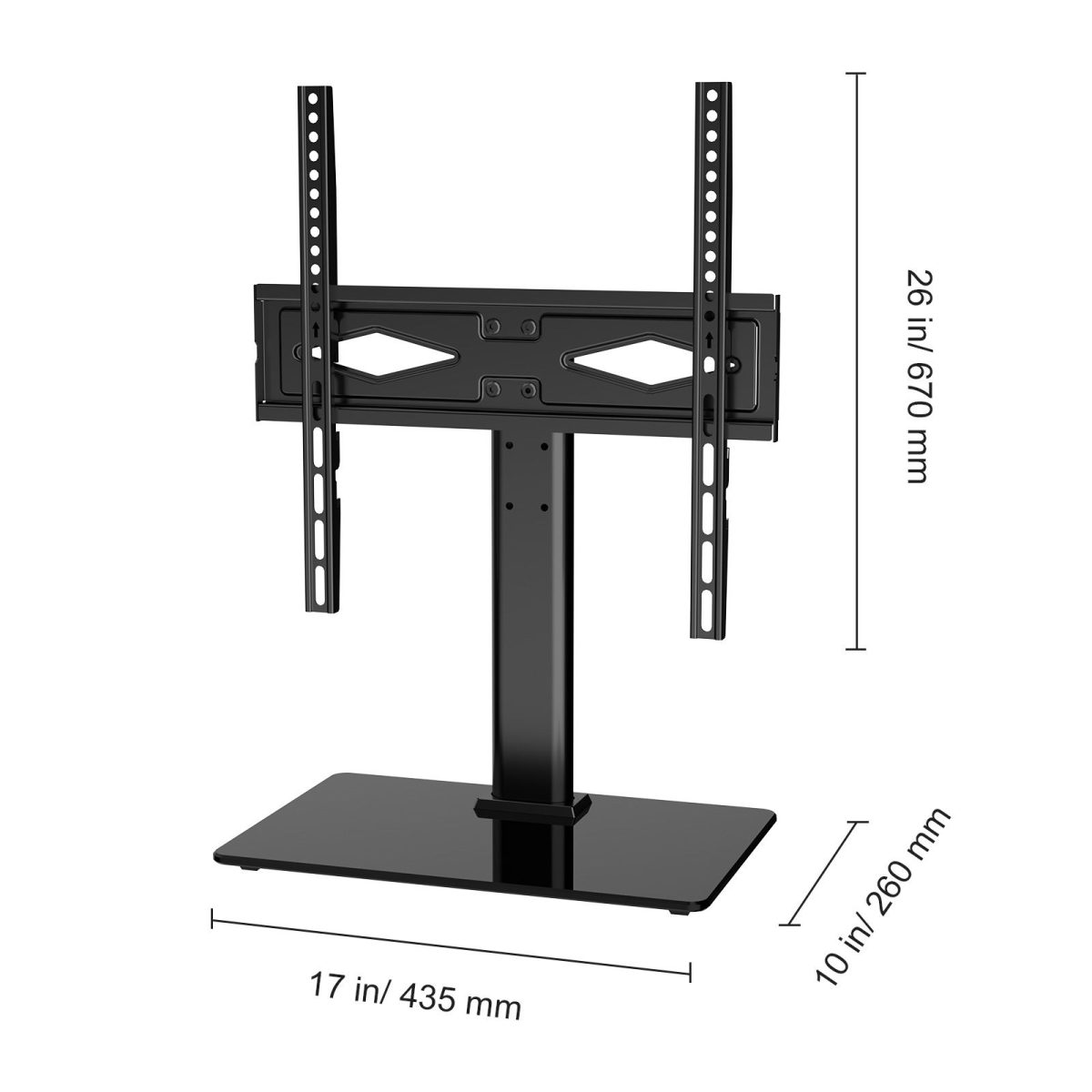 TV Stand Mount, Swivel Universal TV Stand for 32 to 55 inch TVs, Height Adjustable Portable Floor TV Stand with Tempered Glass Base for Bedroom, Living Room - Image 8