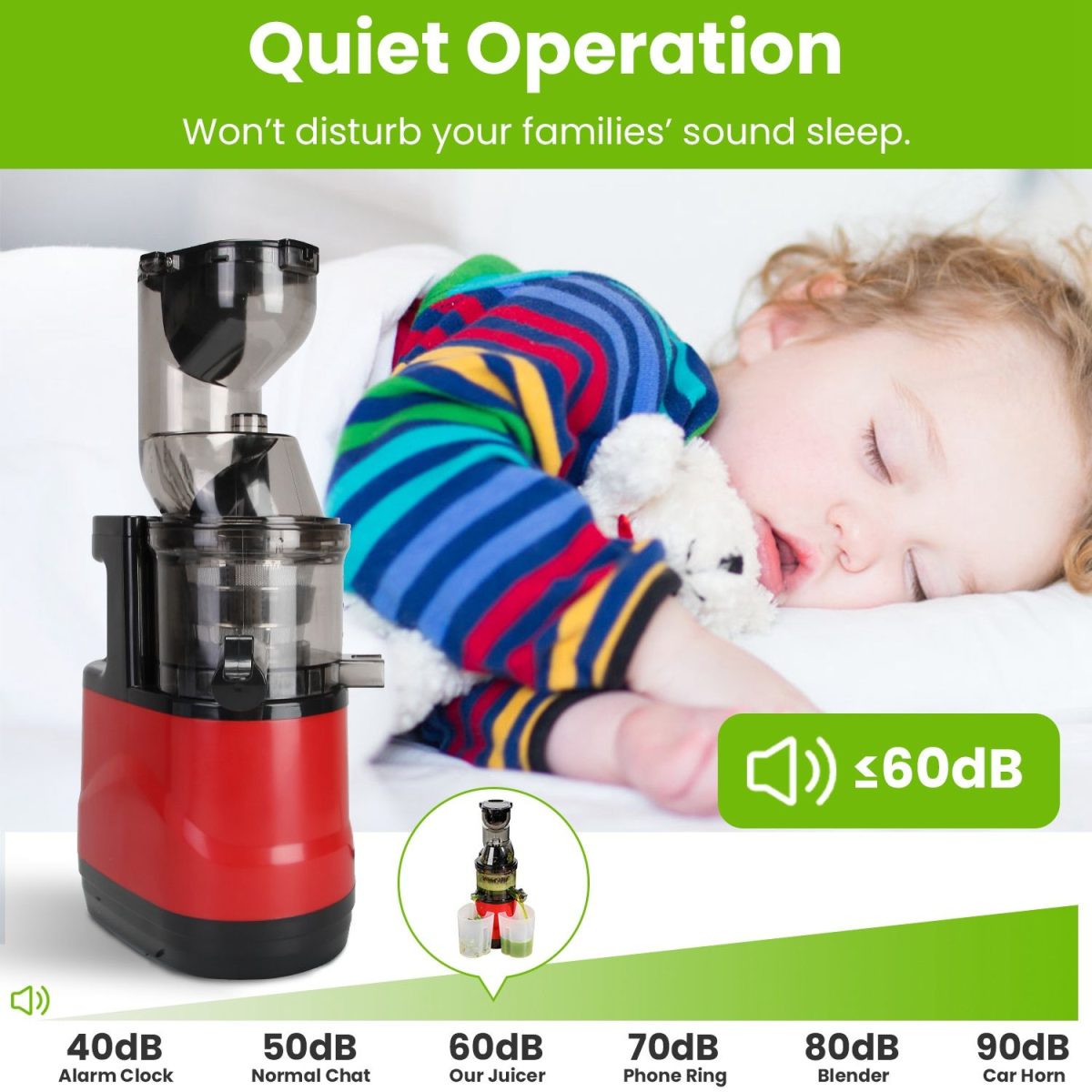 Cold Press Juicer Machine 300W Electric Slow Masticating Juicer for Whole Vegetable and Fruit with Reverse Function 2 Containers Cleaning Brush Clear Marks Easy Cleaning - Image 6