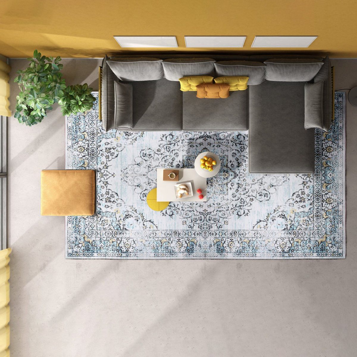 Vintage Area Rug Modern Non Slip Carpet Boho Low Pile Soft Rug Waterproof Machine Washable Rug for Living Room Bedroom Kitchen Dining Room Under Table - Image 11