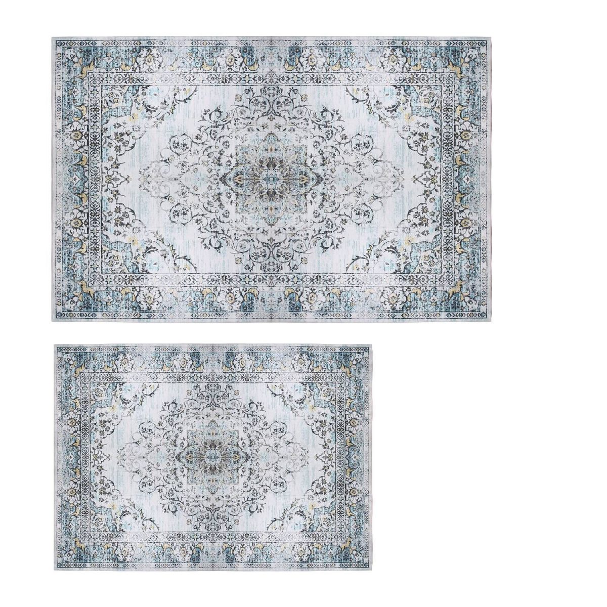 Vintage Area Rug Modern Non Slip Carpet Boho Low Pile Soft Rug Waterproof Machine Washable Rug for Living Room Bedroom Kitchen Dining Room Under Table - Image 3