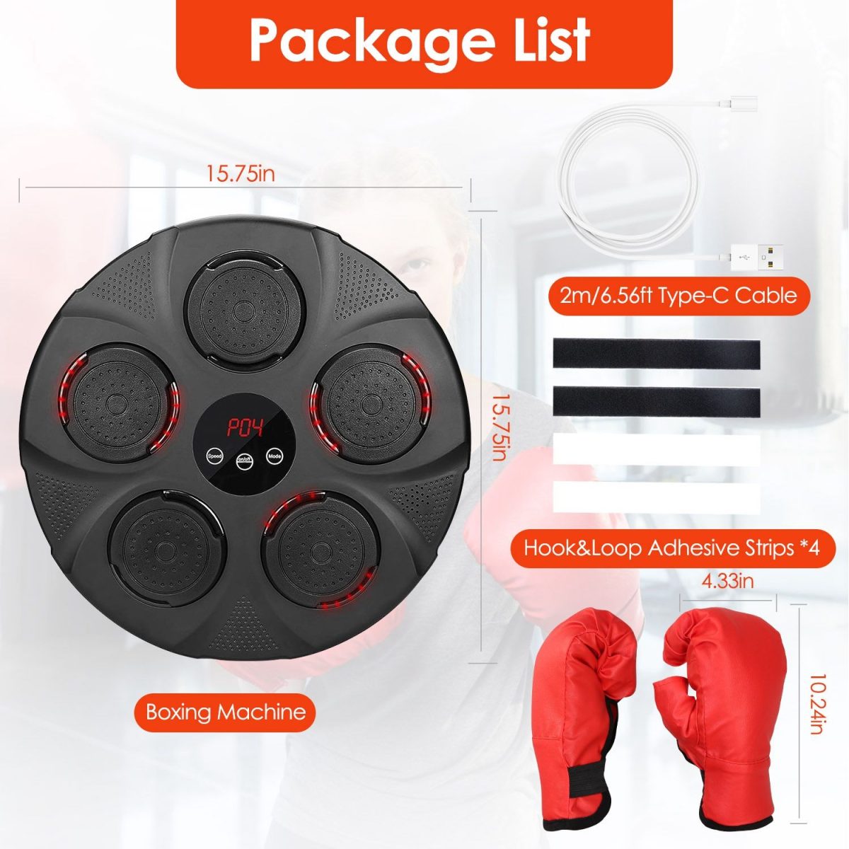 Music Boxing Machine Electronic Wall Target Punching Pad LED Lighted Sandbag Boxing Training Machine Exercise Equipment with Adult Boxing Gloves - Image 16