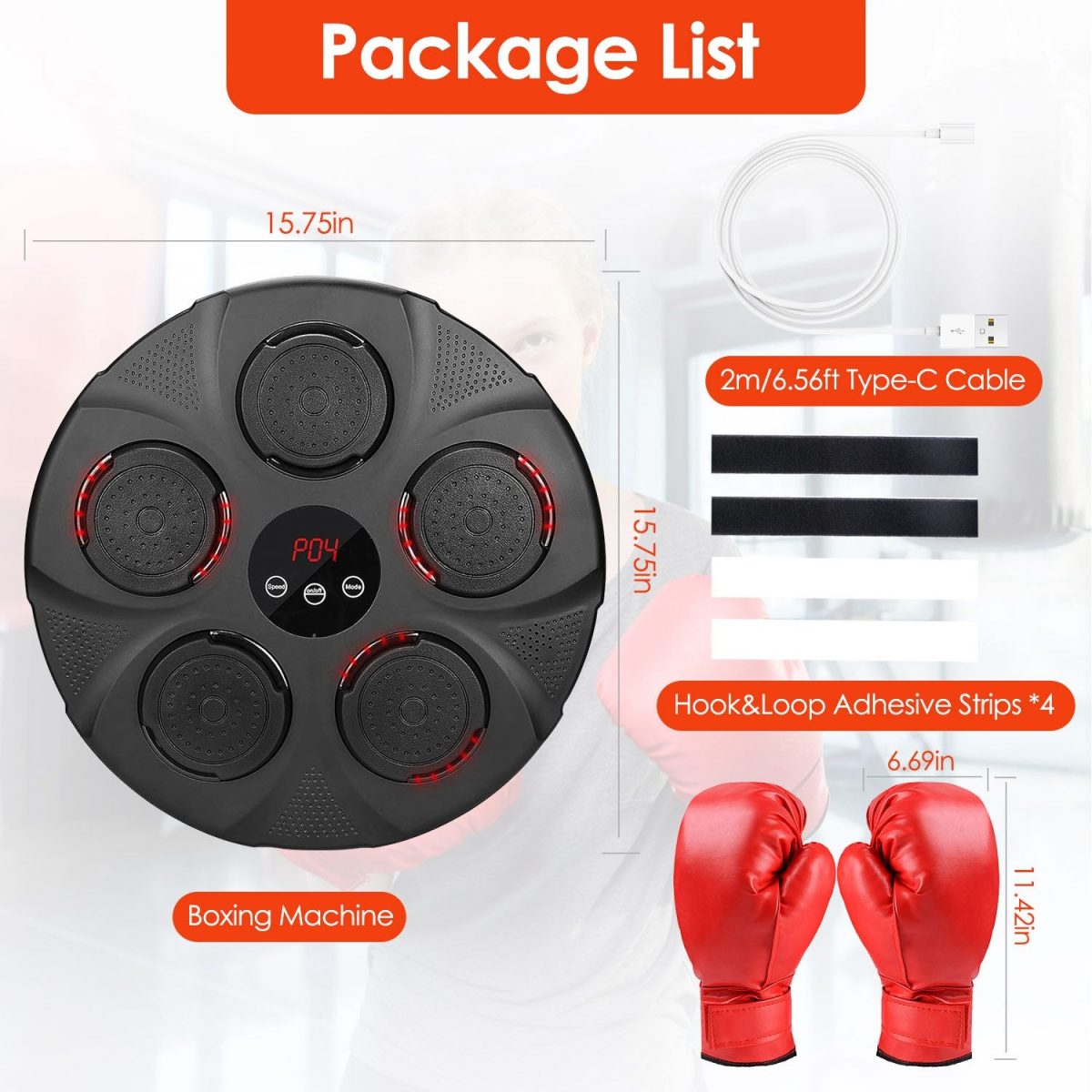 Music Boxing Machine Electronic Wall Target Punching Pad LED Lighted Sandbag Boxing Training Machine Exercise Equipment with Adult Boxing Gloves - Image 25