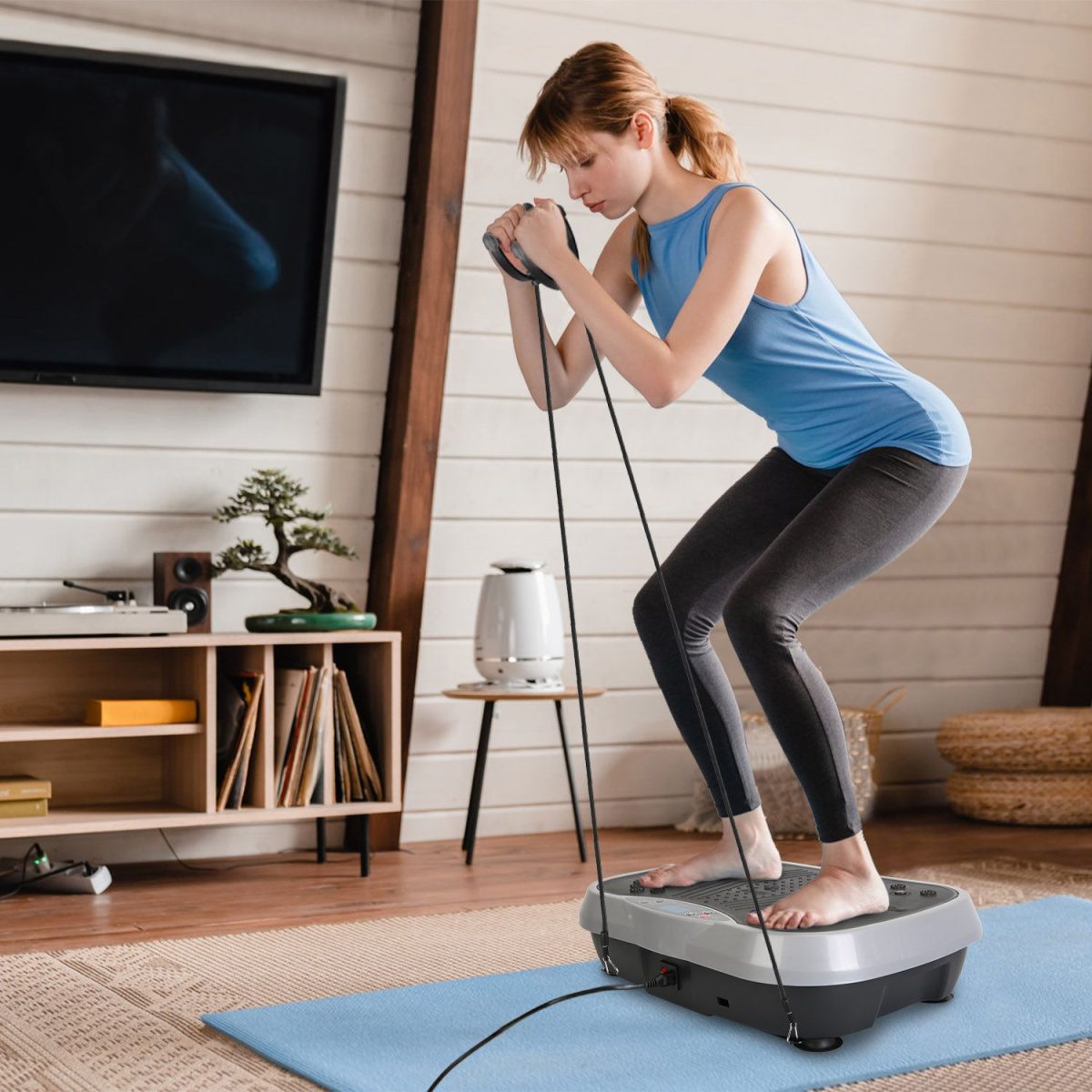 Vibration Plate Exercise Machine With Resistant Bands Remote Control Whole Body Vibration Platform Workout Equipment Home Fitness Training Equipment For Weight Loss Fat Burner - Image 9