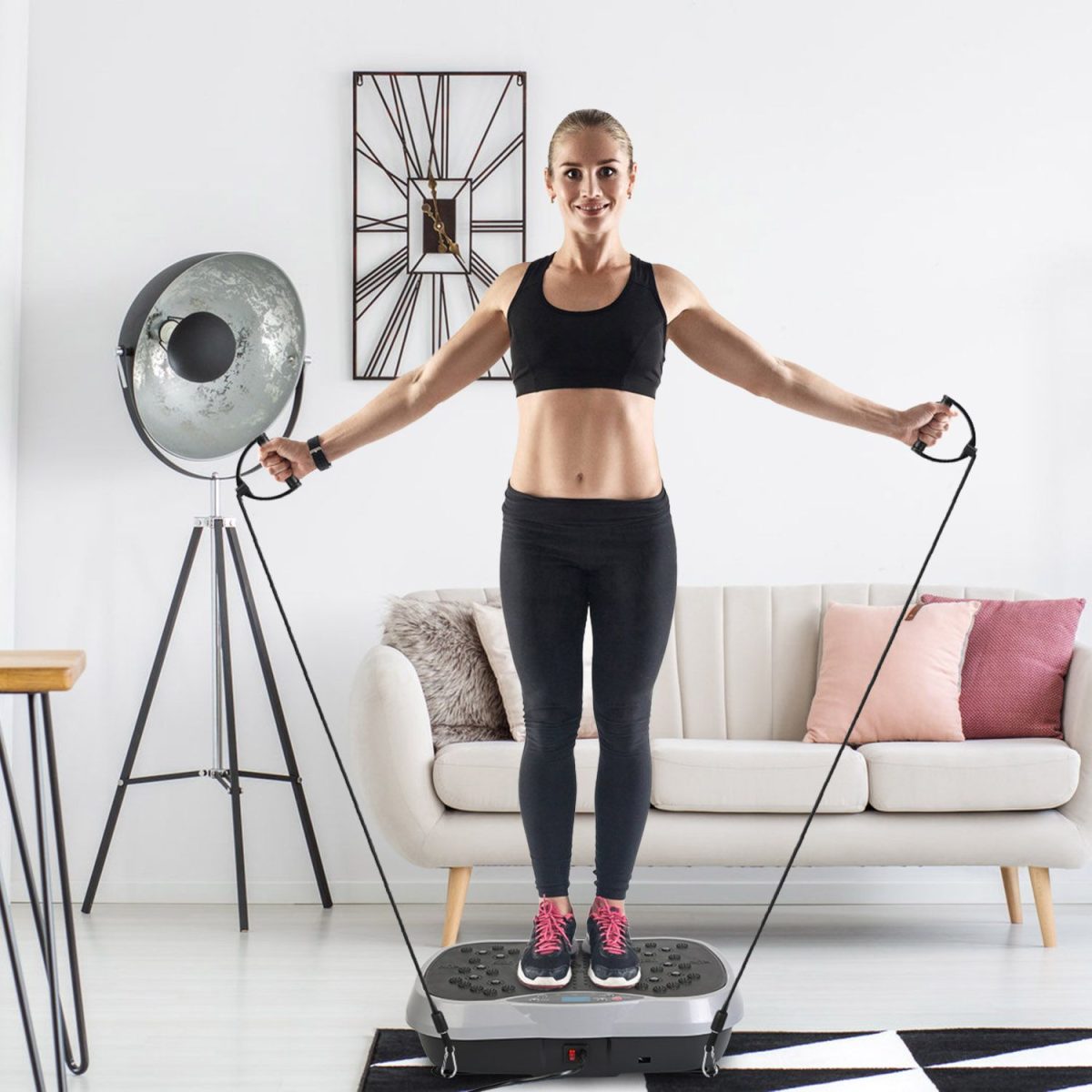 Vibration Plate Exercise Machine With Resistant Bands Remote Control Whole Body Vibration Platform Workout Equipment Home Fitness Training Equipment For Weight Loss Fat Burner - Image 10