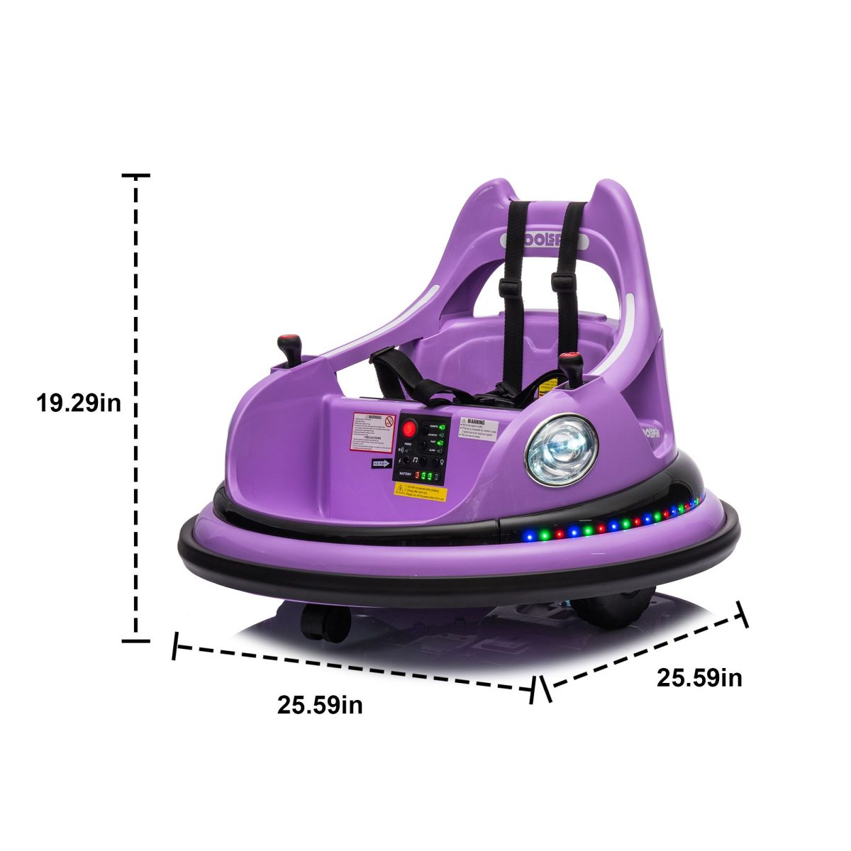 12V ride on bumper car for kids,electric car for kids,1.5-5 Years Old,W/Remote Control, LED Lights, Bluetooth & 360 Degree Spin, Vehicle body with anti-collision padding
Five-point Safety Belt,2wd - Image 8