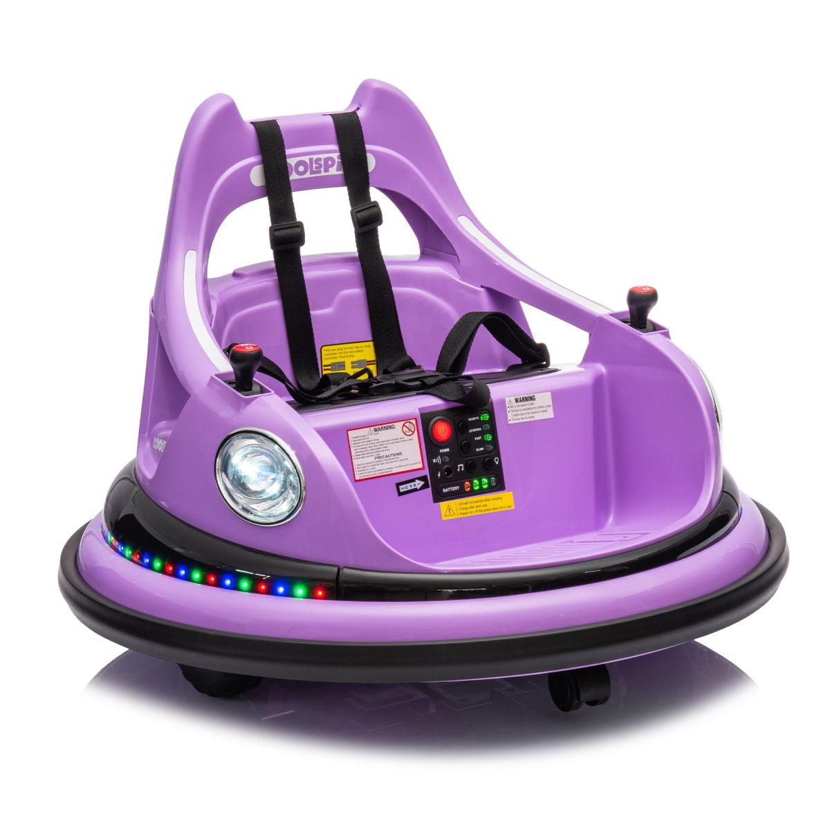 12V ride on bumper car for kids,electric car for kids,1.5-5 Years Old,W/Remote Control, LED Lights, Bluetooth & 360 Degree Spin, Vehicle body with anti-collision padding
Five-point Safety Belt,2wd - Image 10