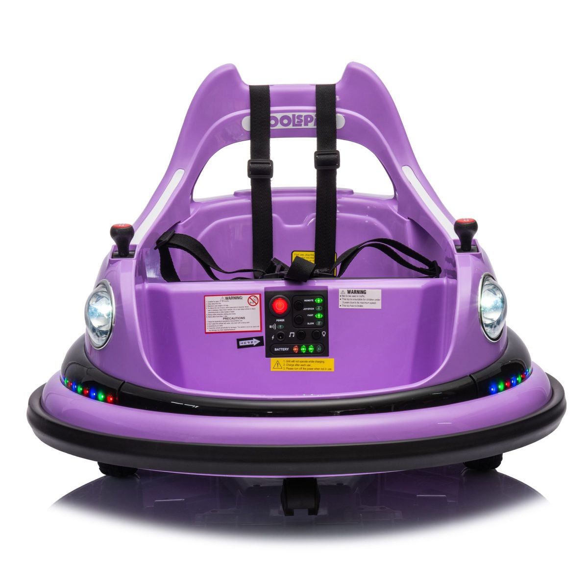 12V ride on bumper car for kids,electric car for kids,1.5-5 Years Old,W/Remote Control, LED Lights, Bluetooth & 360 Degree Spin, Vehicle body with anti-collision padding
Five-point Safety Belt,2wd - Image 11