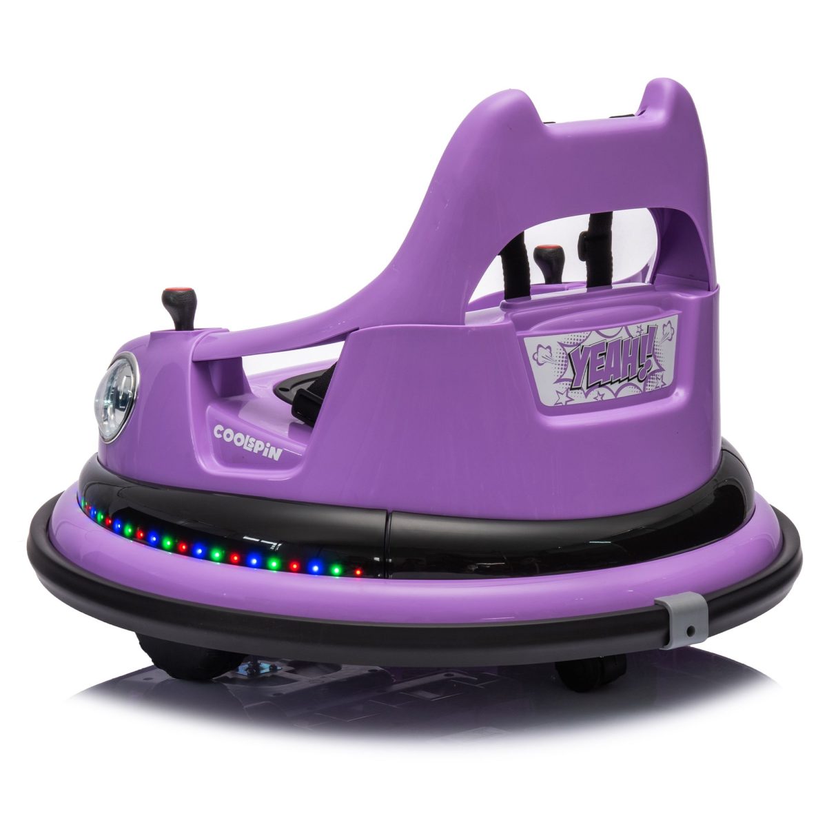 12V ride on bumper car for kids,electric car for kids,1.5-5 Years Old,W/Remote Control, LED Lights, Bluetooth & 360 Degree Spin, Vehicle body with anti-collision padding
Five-point Safety Belt,2wd - Image 12