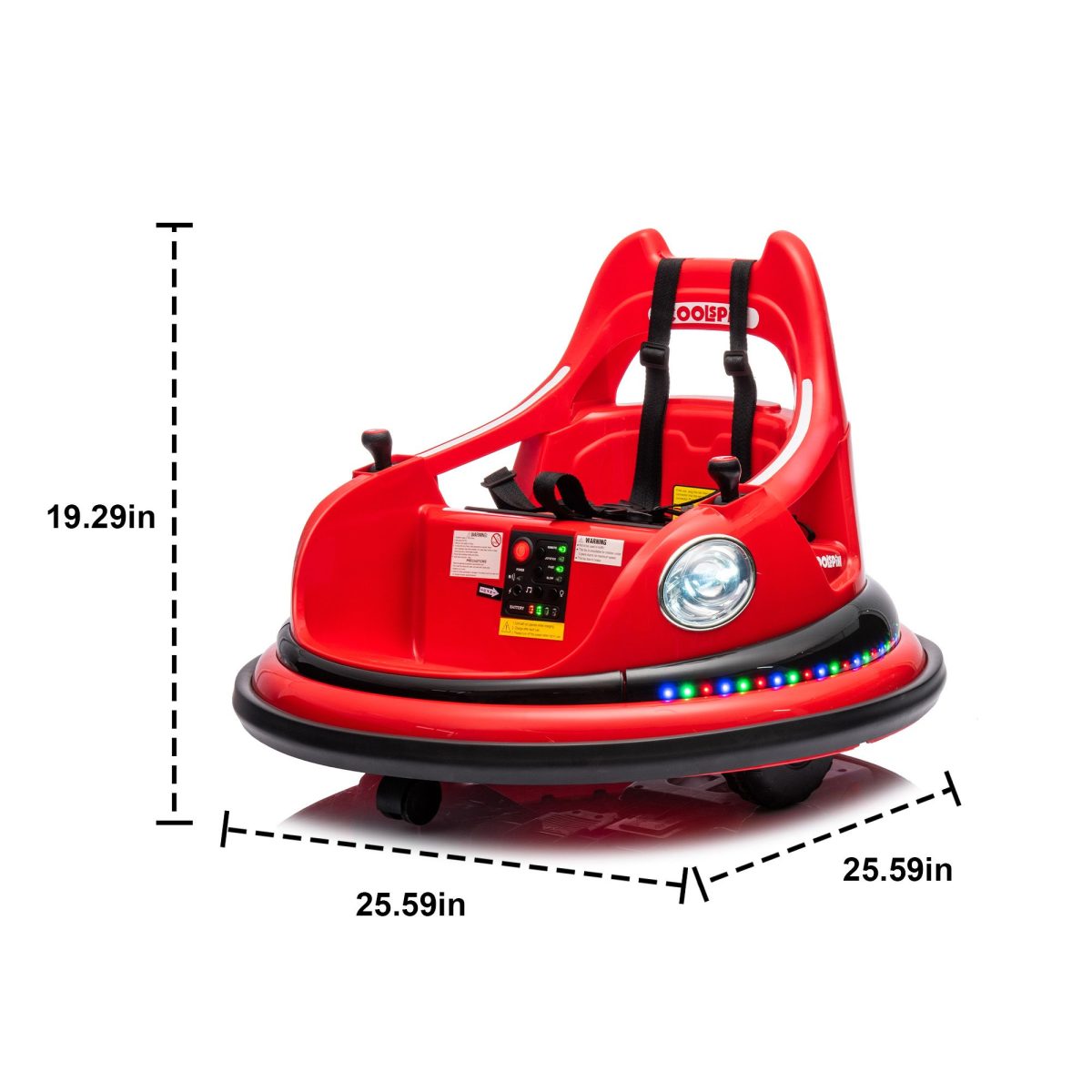 12V ride on bumper car for kids,electric car for kids,1.5-5 Years Old,W/Remote Control, LED Lights, Bluetooth & 360 Degree Spin, Vehicle body with anti-collision padding
Five-point Safety Belt,2wd - Image 2