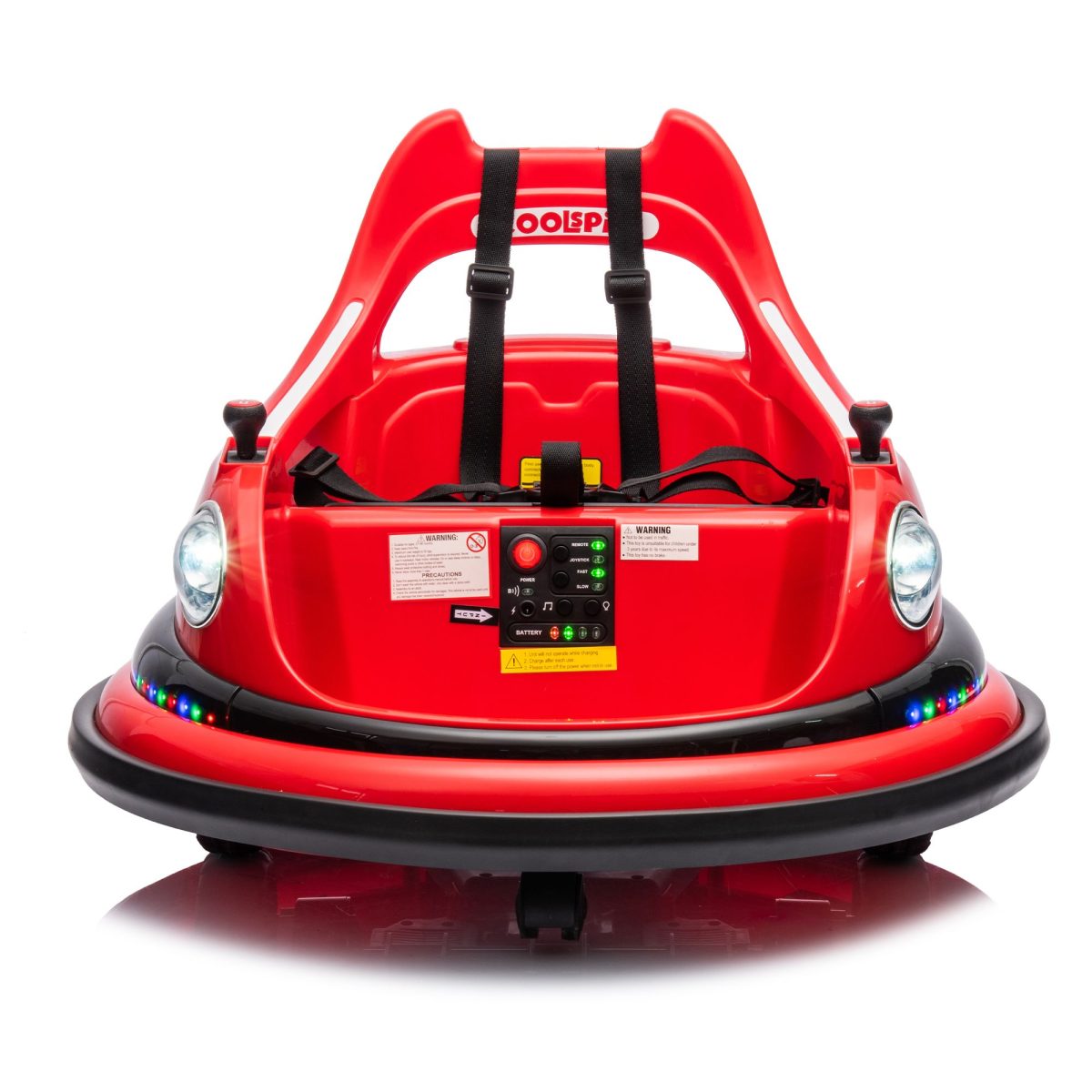 12V ride on bumper car for kids,electric car for kids,1.5-5 Years Old,W/Remote Control, LED Lights, Bluetooth & 360 Degree Spin, Vehicle body with anti-collision padding
Five-point Safety Belt,2wd - Image 5