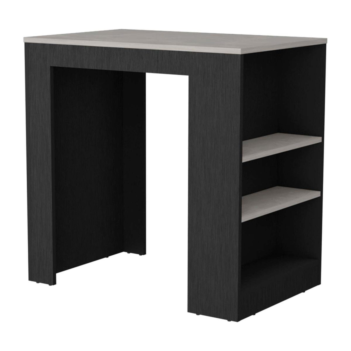 Kitchen Island, Kitchen Bar Table 36" H, with 3-Side Shelves, White, Wengue/ Ibiza Marble Color Finish - Image 3