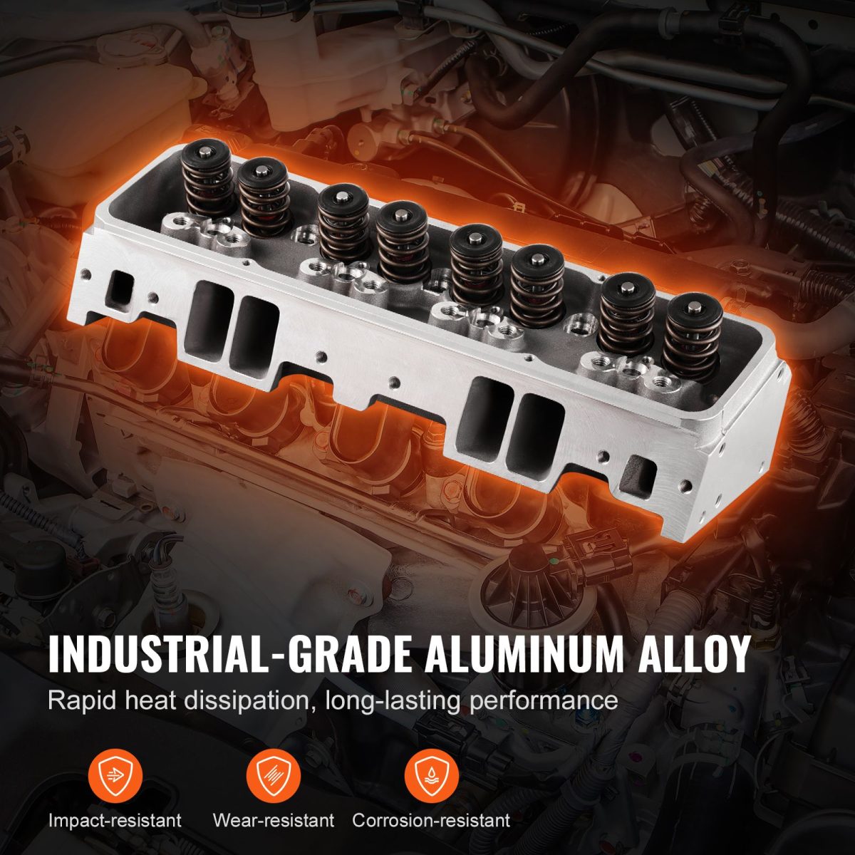 Engine Cylinder Head Assembly Replacement, Aluminum Engine Cylinder Head Kit, Compatible with Small Block Chevrolet Engines, SBC 327/ 350/ 383, Corvette, Camaro, Z06 - Image 4