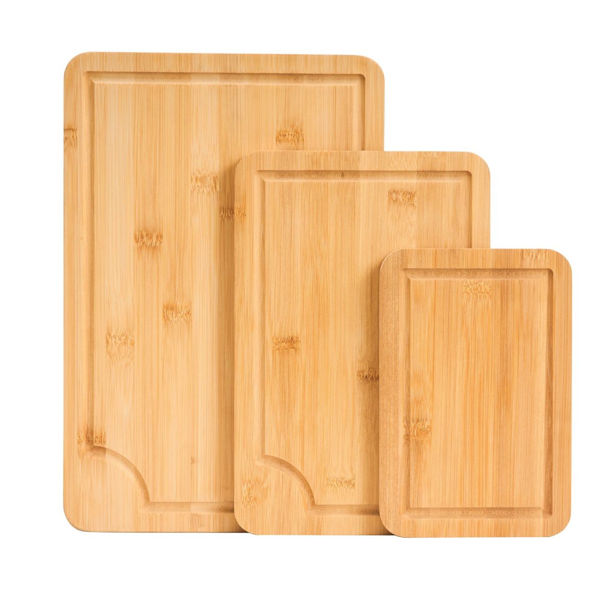 Cutting Board, 3 Pieces, Premium Versatile Bamboo Cutting Board with Food-Grade Oil and Juice Groove,Sturdy & Durable Chopping Board with Built-in Handle, Fit for Display, Chopping & Serving - Image 2