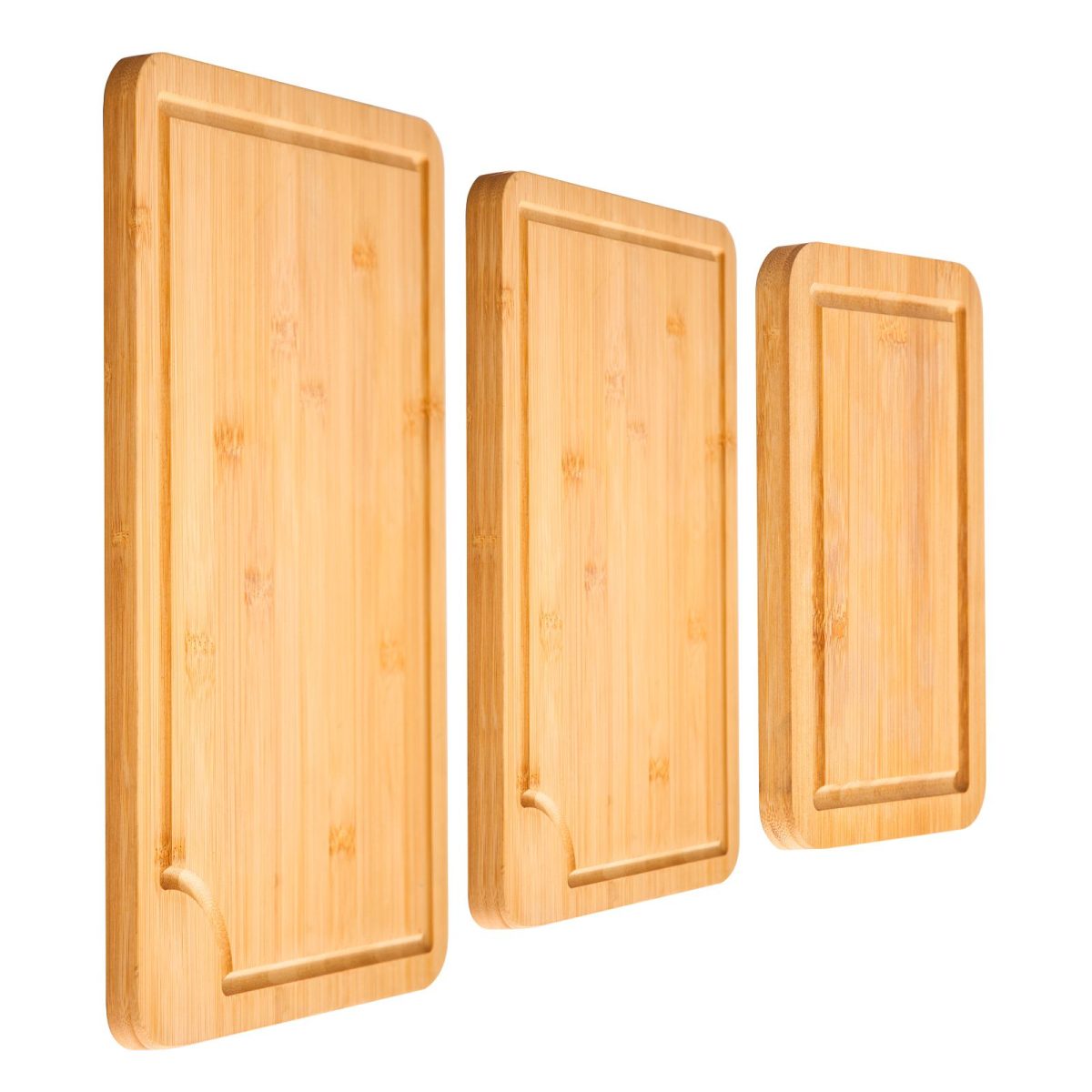 Cutting Board, 3 Pieces, Premium Versatile Bamboo Cutting Board with Food-Grade Oil and Juice Groove,Sturdy & Durable Chopping Board with Built-in Handle, Fit for Display, Chopping & Serving - Image 4
