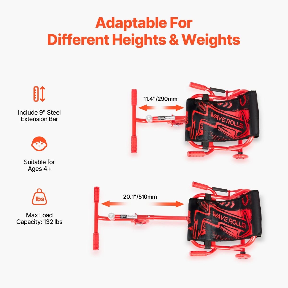 Ride on Scooter, Load Capacity of 132 lbs, Swing Side-to-Side for Amazing Ride Powered by Zig-Zag Motion, Ride on Drifting Toy for Ages 4+, Rides on Any Hard Surface for Indoor & Outdoor, Red - Image 3