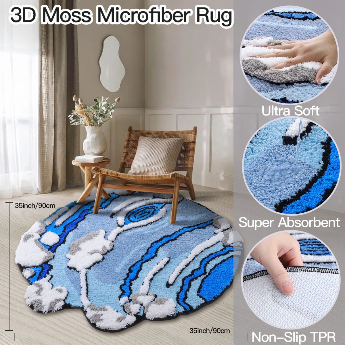 3D Colorful Cartoon Rugs, Colorful Flower Floor Mats, Cute and Beautiful Bedroom Rugs, Super Soft Bedroom Area Rugs, Non-Slip Quick Drying Long Bath Mats, Bathroom Kitchen Long Runner Mats - Image 2