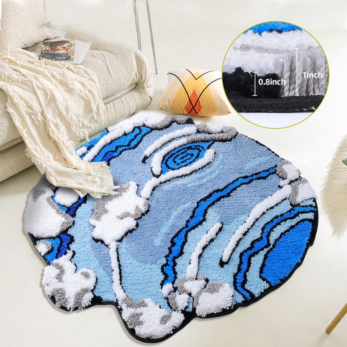 3D Colorful Cartoon Rugs, Colorful Flower Floor Mats, Cute and Beautiful Bedroom Rugs, Super Soft Bedroom Area Rugs, Non-Slip Quick Drying Long Bath Mats, Bathroom Kitchen Long Runner Mats - Image 4