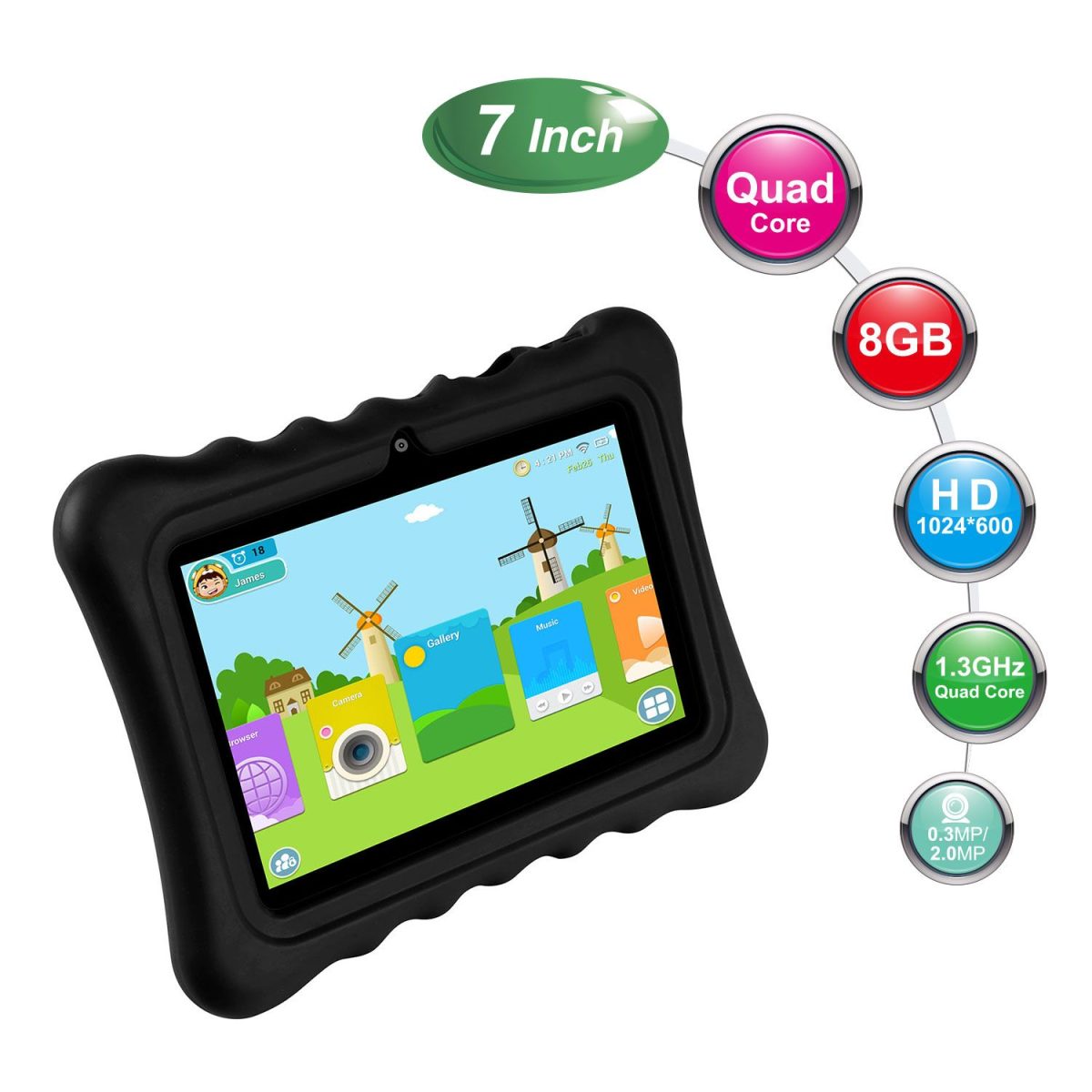 Shock-resistant Silicone Snap-on Case with Stand for 7' Tablets - Image 3