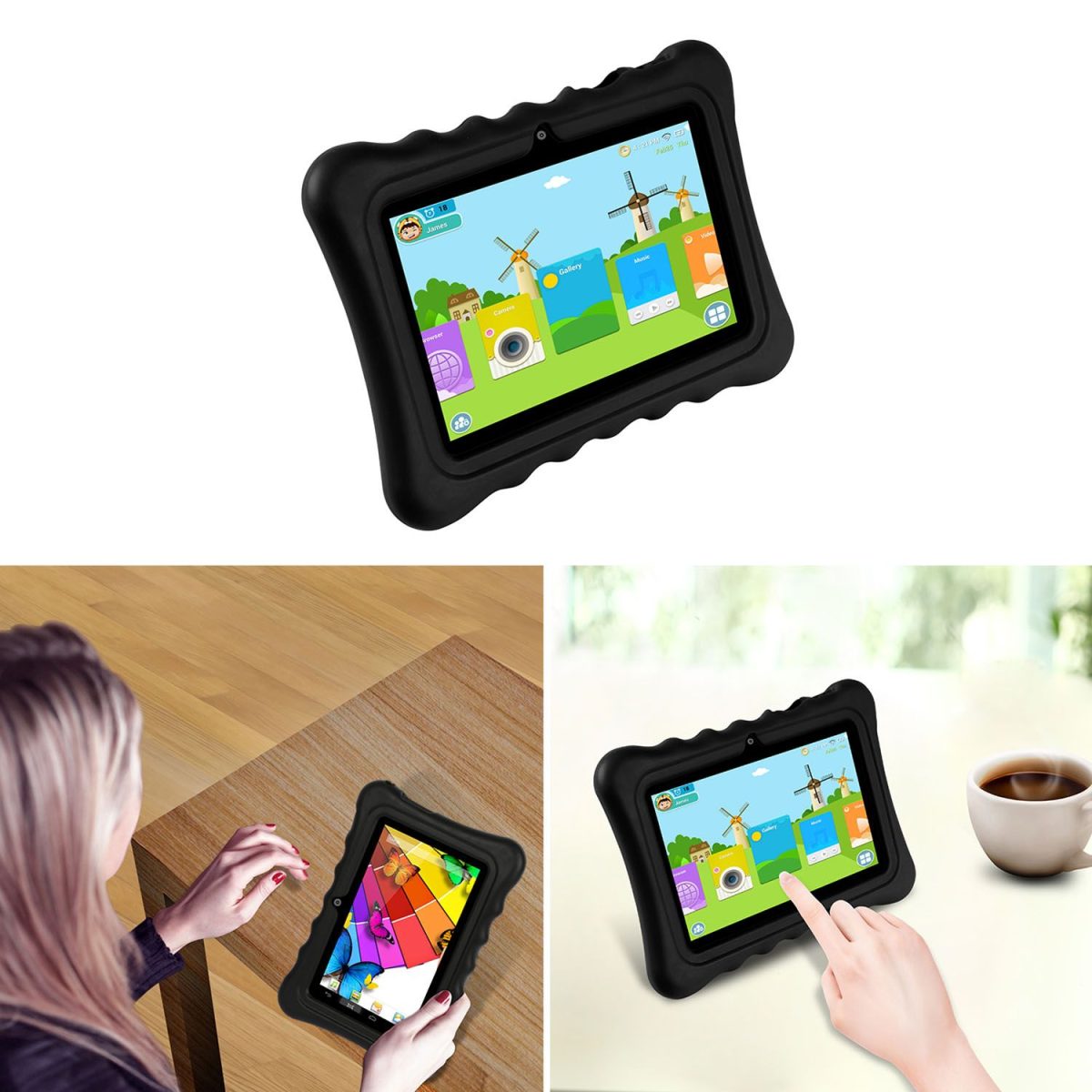 Shock-resistant Silicone Snap-on Case with Stand for 7' Tablets - Image 6