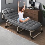 Heavy duty folding bed, camping bed with flip-up mattress (mattress included), portable guest bed, suitable for teenagers, adults, travel, garden, balcony, camping supplies
