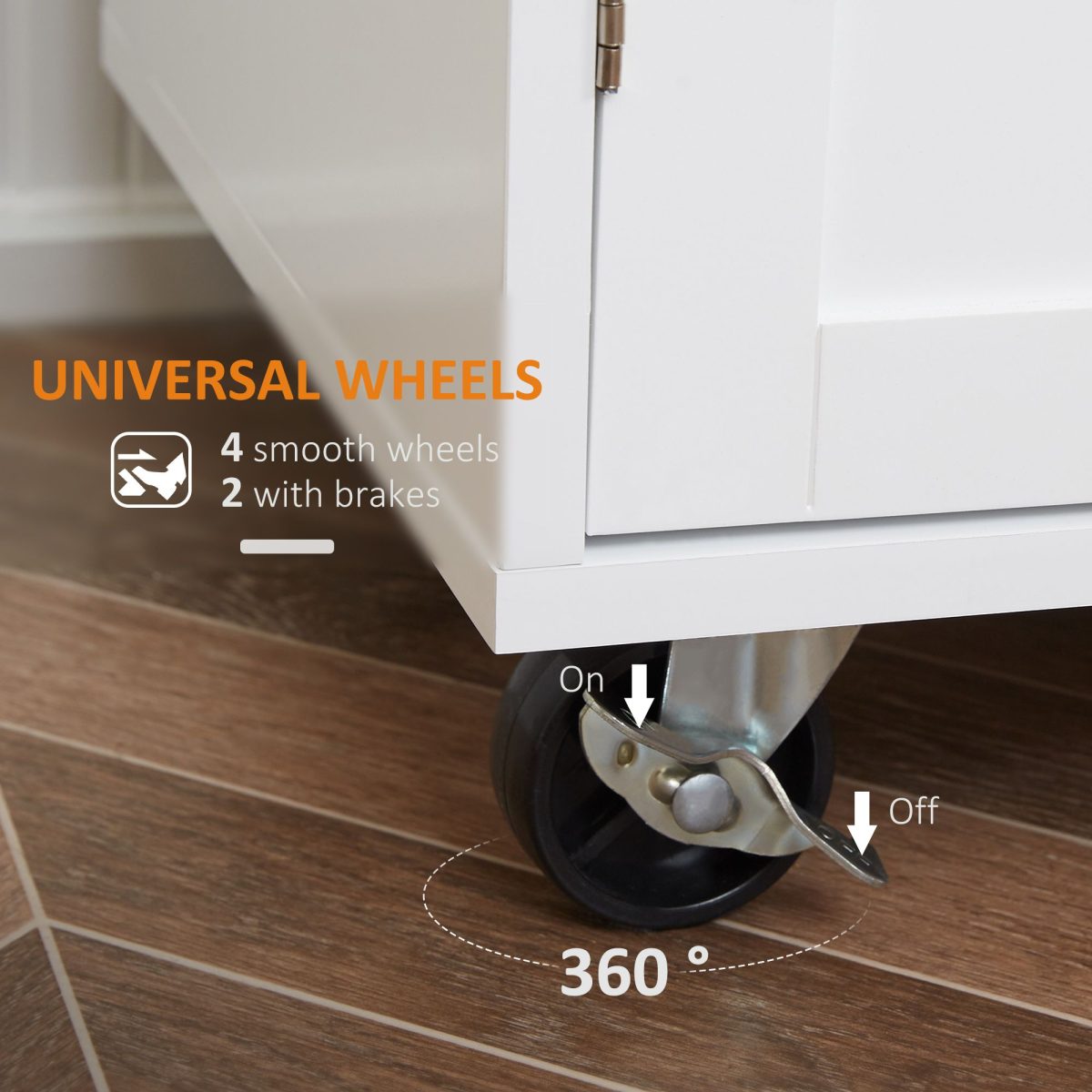 Kitchen Island Cart Rolling Trolley Cart with Drawer, Storage Cabinet & Towel Rack, White - Image 5