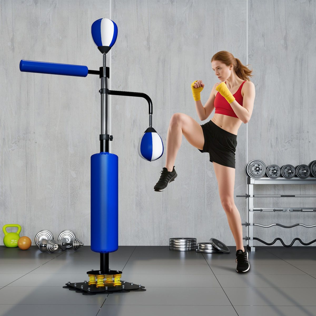 4.6'-6.7' Speed Bag Boxing Bag Stand, Reflex Bag Boxing Training Equipment, Speed Punching Bag, Blue - Image 8