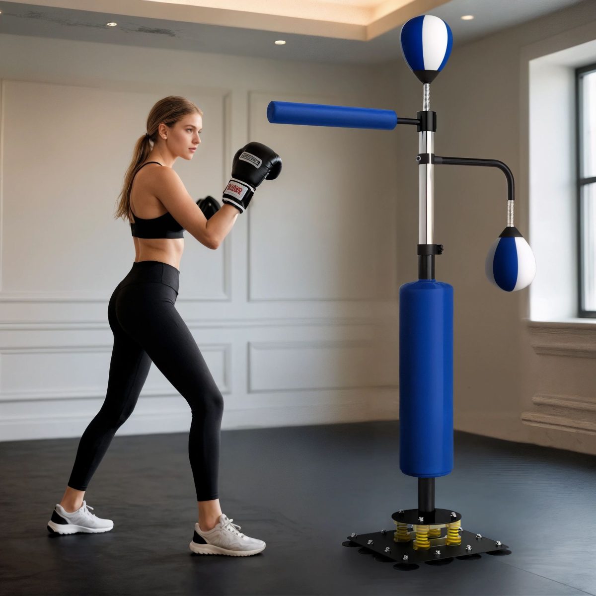 4.6'-6.7' Speed Bag Boxing Bag Stand, Reflex Bag Boxing Training Equipment, Speed Punching Bag, Blue - Image 10