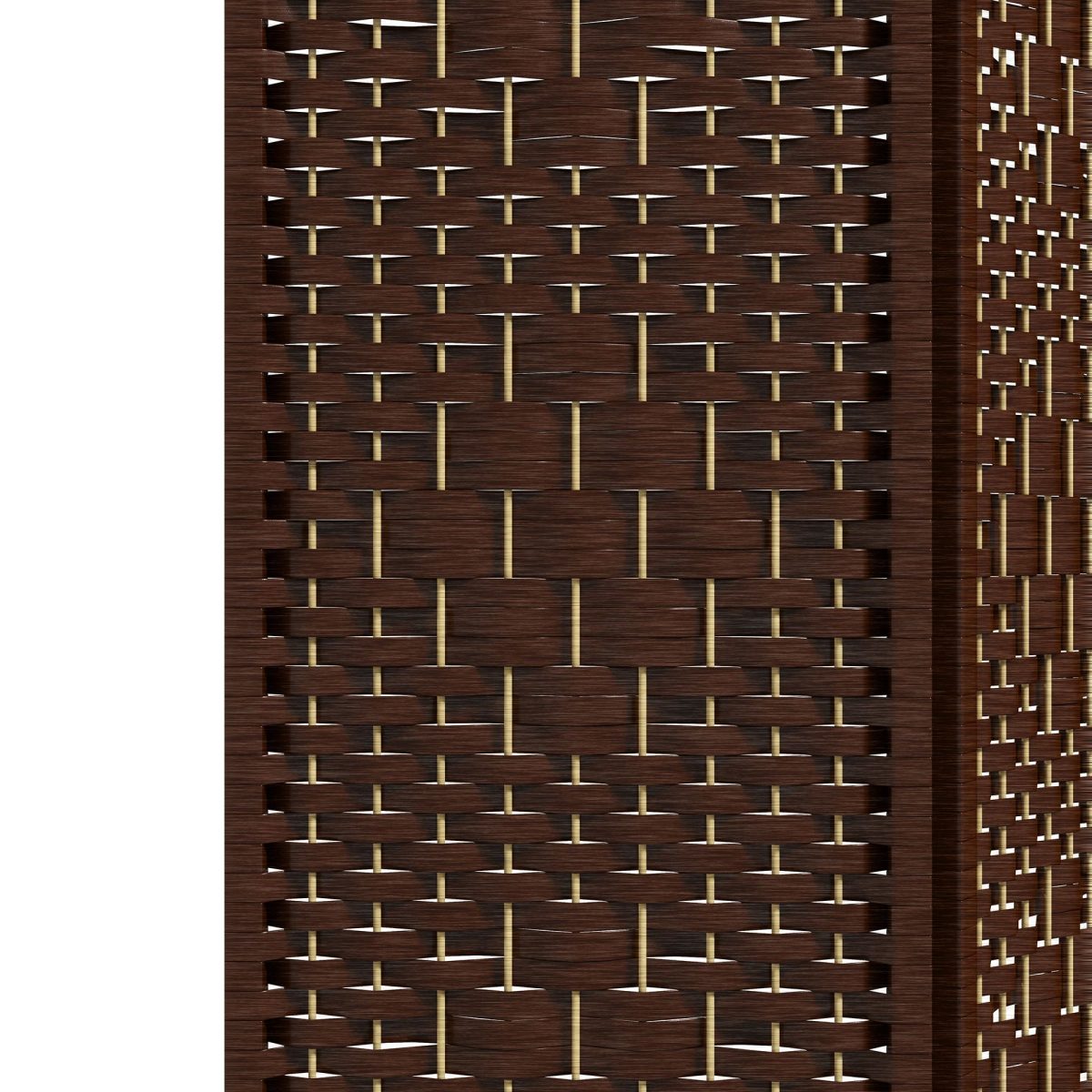 4 Panel Folding Room Divider Portable Privacy Screen Wave Fiber Room Partition for Home Office Brown - Image 8