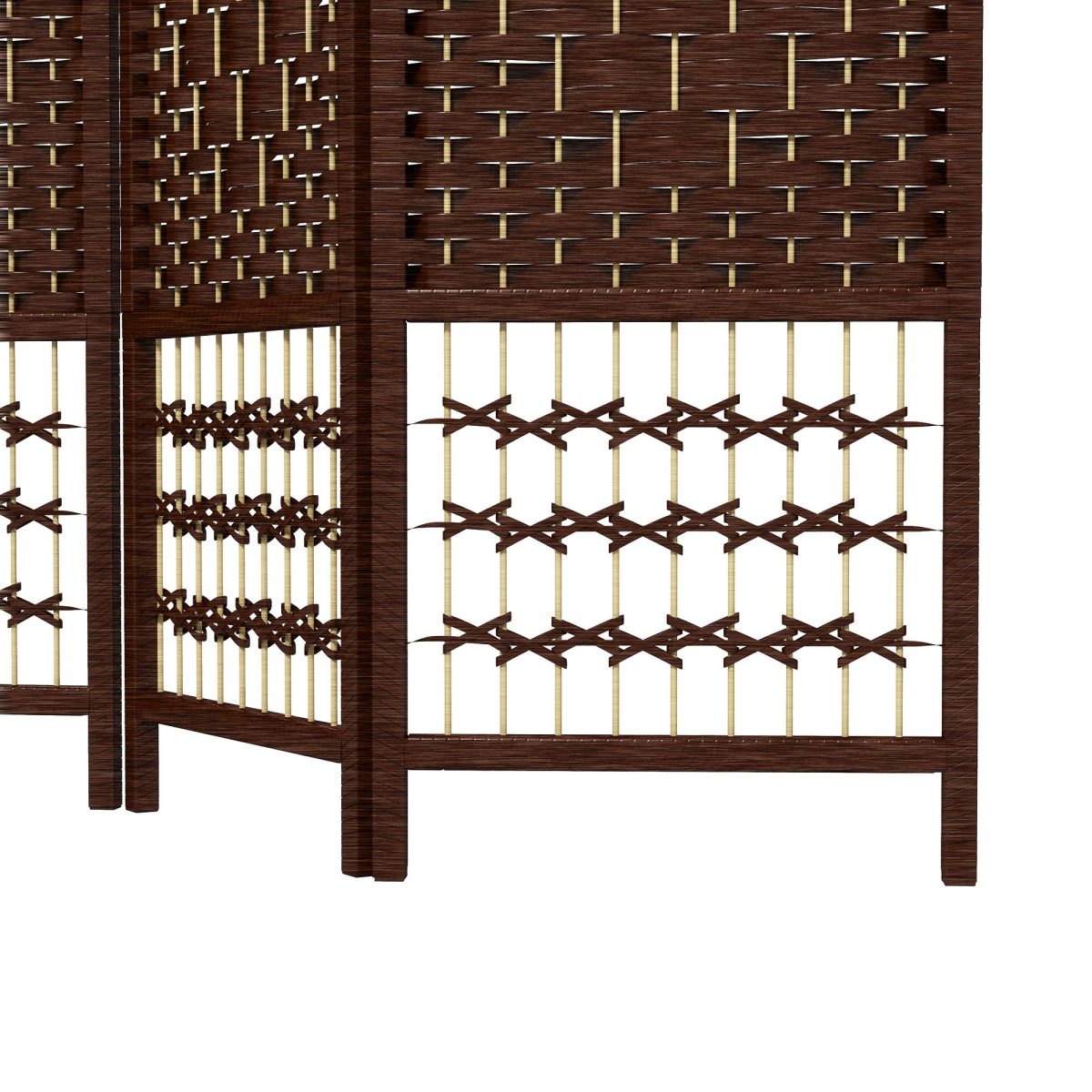 4 Panel Folding Room Divider Portable Privacy Screen Wave Fiber Room Partition for Home Office Brown - Image 9