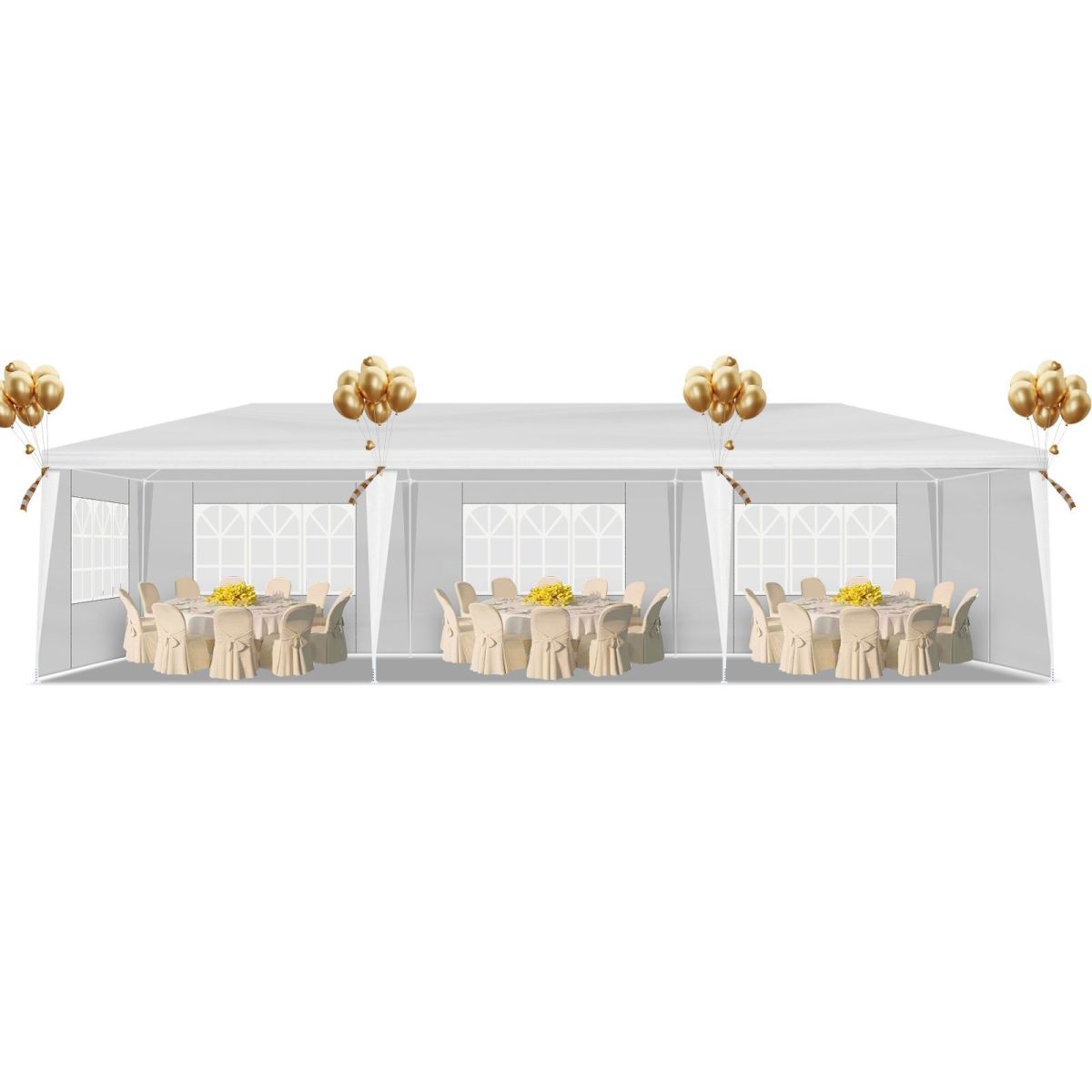 10'x30' Outdoor Party Tent with 8 Removable Sidewalls, Waterproof Canopy Patio Wedding Gazebo, White (self-pickup ONLY) - Image 9