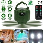 Portable Camping Ceiling LED Fan 5200mAh USB Battery Powered Hanging Tent Lantern Fan Power Bank with 3 Fan Speed 3 Light Brightness Smart Timer Display Remote Control