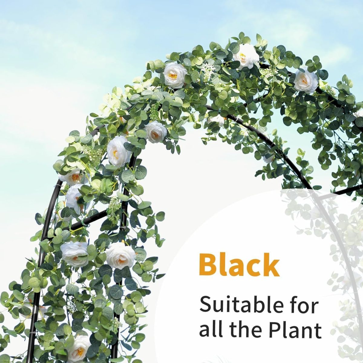 78"H x 45"W Metal Garden Arch Trellis; Adjustable Arbor Trellis for Garden Climbing Plants Support or Wedding Decor,Black - Image 2