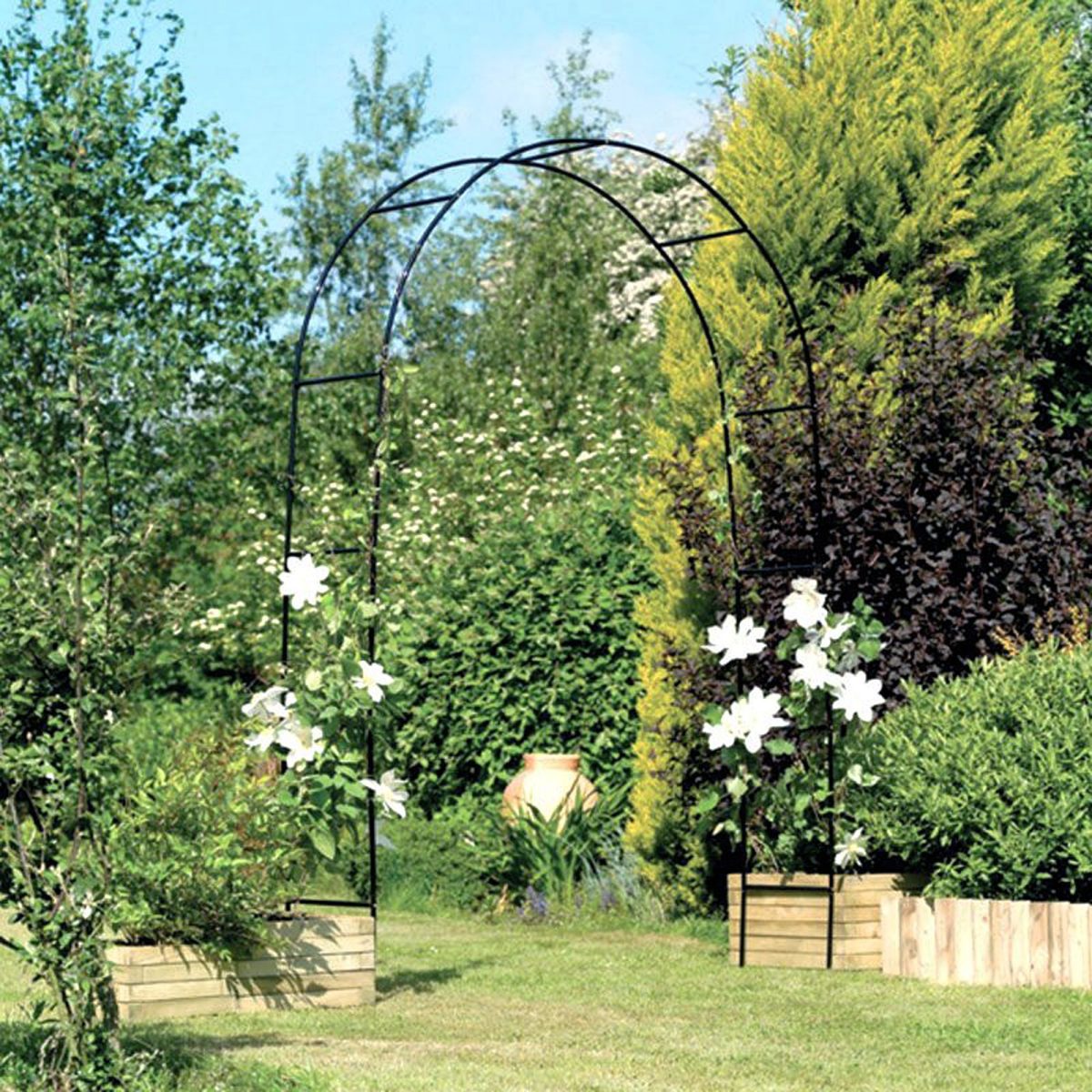 78"H x 45"W Metal Garden Arch Trellis; Adjustable Arbor Trellis for Garden Climbing Plants Support or Wedding Decor,Black - Image 7
