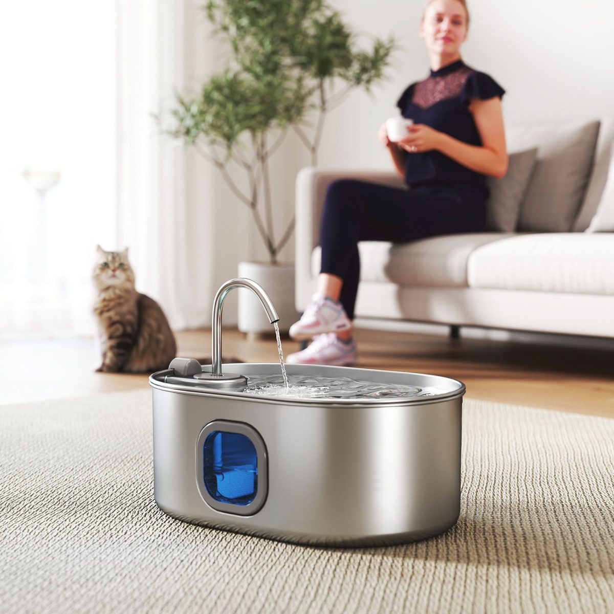 246 oz./7L Stainless Steel Cat Water Fountain with Filters, Ultra-Quiet Pump, for Cats, Dogs & Multi-Pet Homes - Image 2