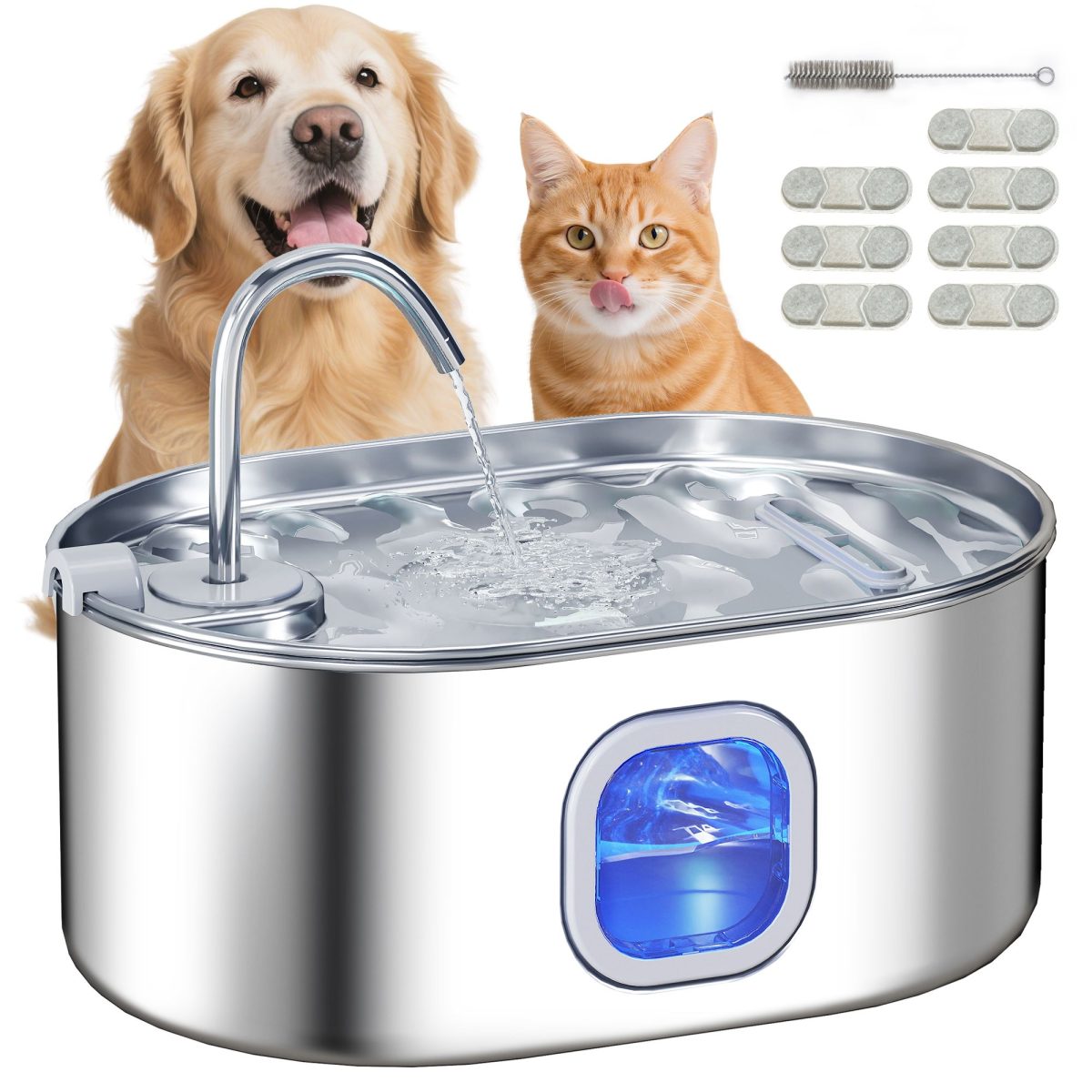 246 oz./7L Stainless Steel Cat Water Fountain with Filters, Ultra-Quiet Pump, for Cats, Dogs & Multi-Pet Homes - Image 11