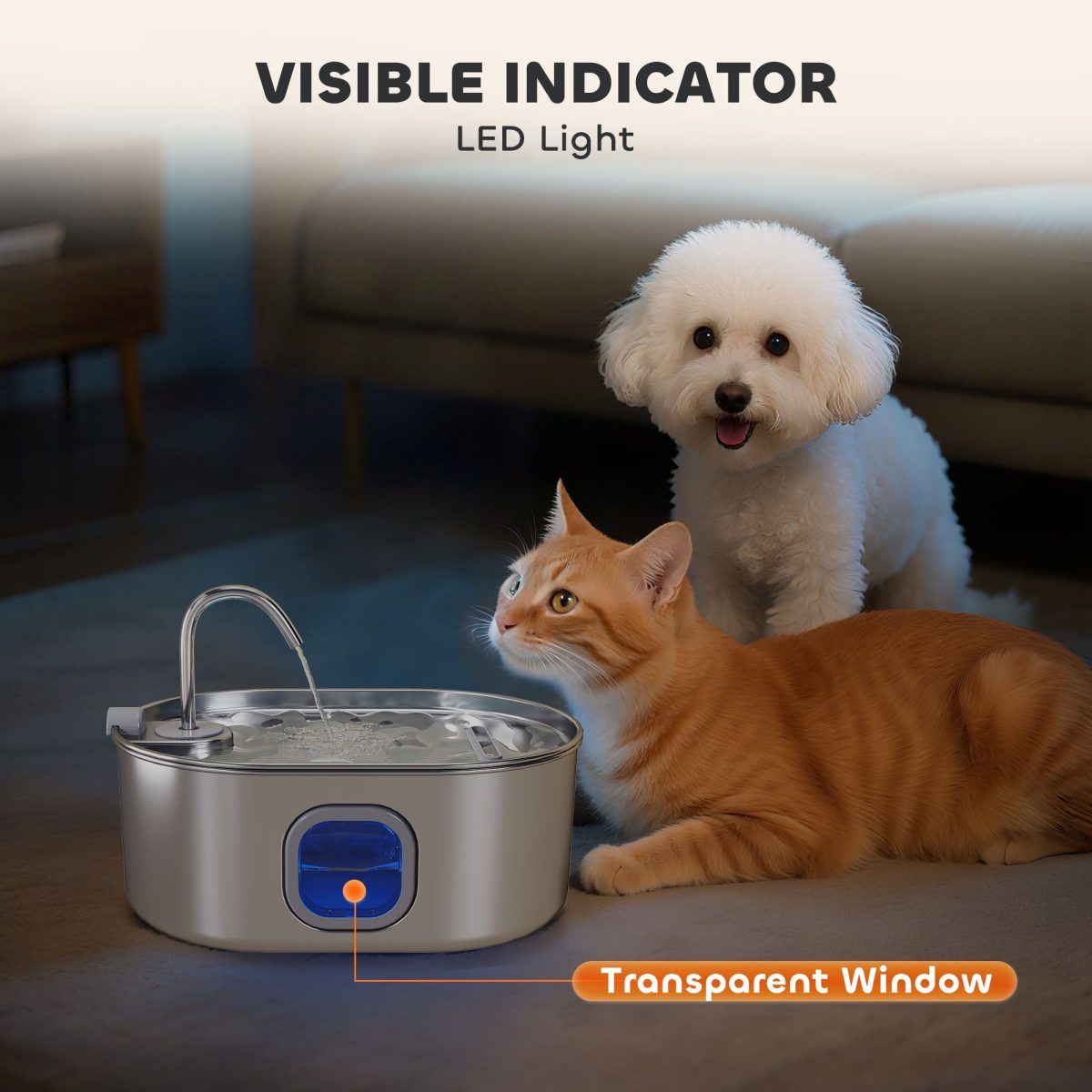 246 oz./7L Stainless Steel Cat Water Fountain with Filters, Ultra-Quiet Pump, for Cats, Dogs & Multi-Pet Homes - Image 5
