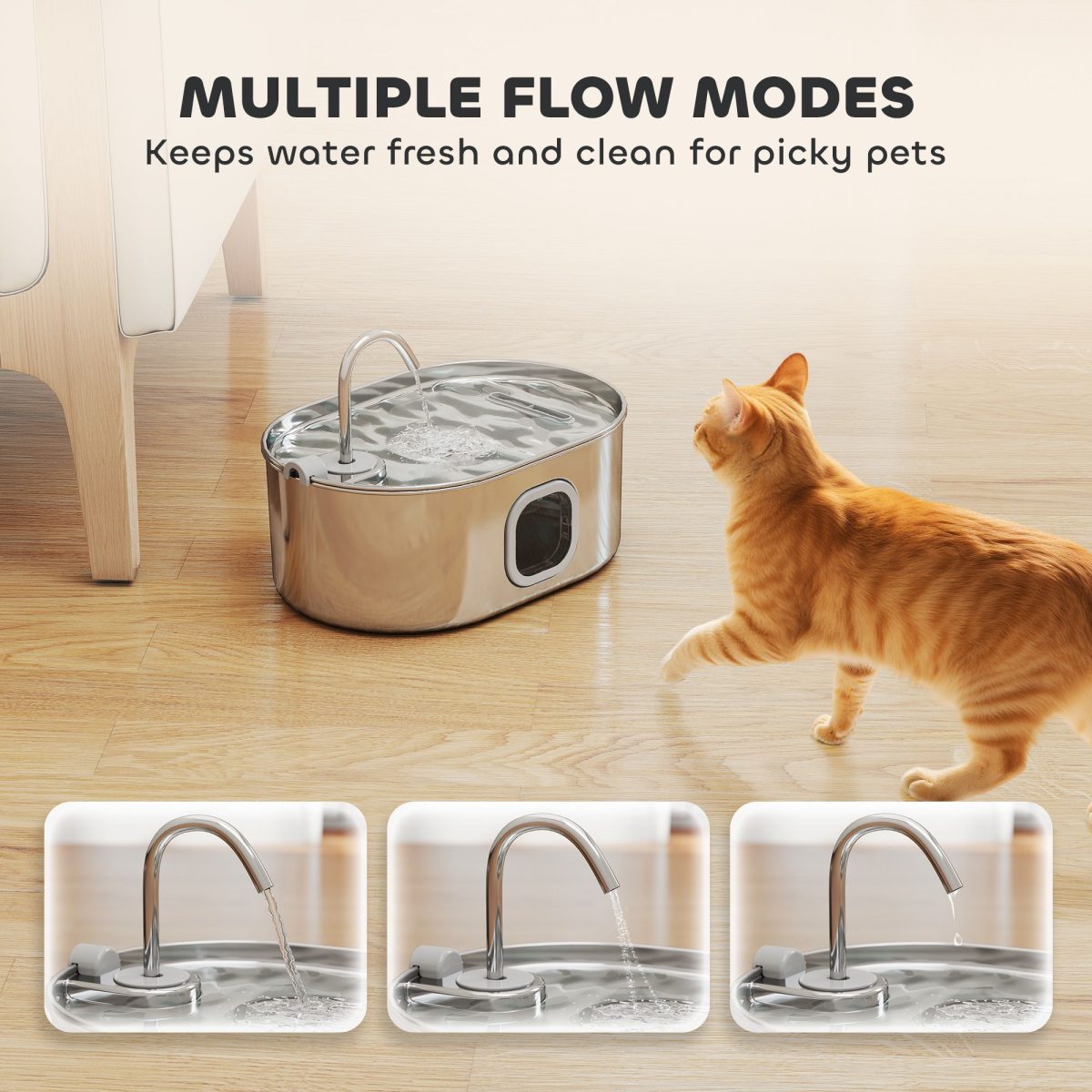 246 oz./7L Stainless Steel Cat Water Fountain with Filters, Ultra-Quiet Pump, for Cats, Dogs & Multi-Pet Homes - Image 7