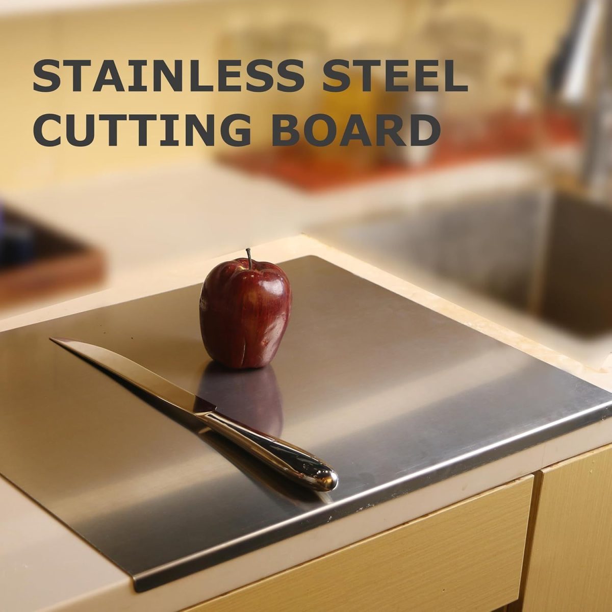 Stainless Steel Cutting Board for Kitchen - Large 304 Chopping Boards, Suitable for Meat Vegetables Bread and Baking,Kitchen Accessories, - Image 4