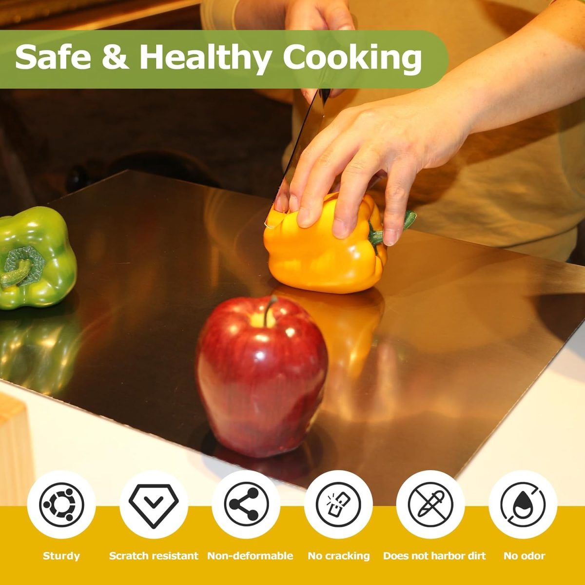 Stainless Steel Cutting Board for Kitchen - Large 304 Chopping Boards, Suitable for Meat Vegetables Bread and Baking,Kitchen Accessories, - Image 5