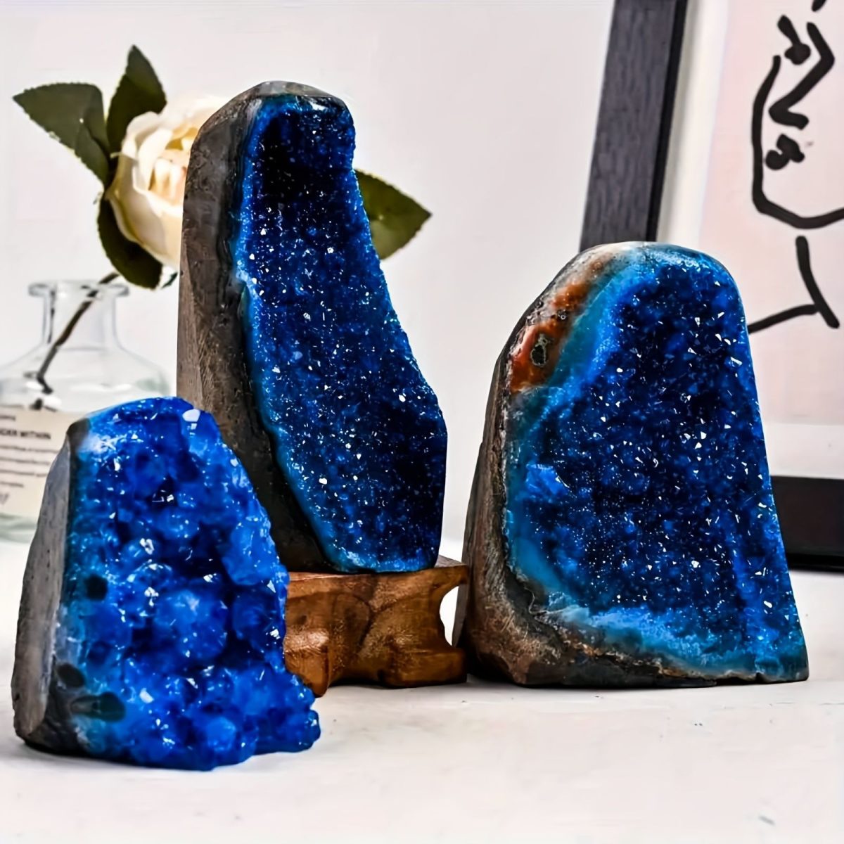 1pc Elegant Blue Crystal Cluster, Artificial Vertical Quartz Crystal Cluster Decoration, High-end Living Room and Office Decoration, Handicraft Collection, Cathedral Mystery Stone - Unique Gift Idea - Image 32